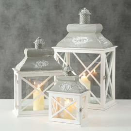 Lanterne Farol h36cm Métal//Verre Blanc