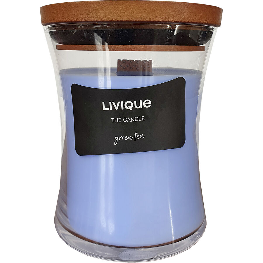 Bougie parfumée The Candle Verre/Cire/Bois Bleuciel L 9 H 12 cm Green Tea