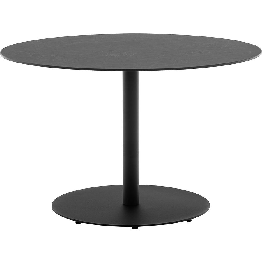 Esstisch rund 120 cm Tisch 76 120 Loungebereich. verstellbaren Ideal Außen- Platte matt Schwarz mit aus Metall T B den H Metall, für Füßen. aus COCKTAIL- und Runde Cocktail