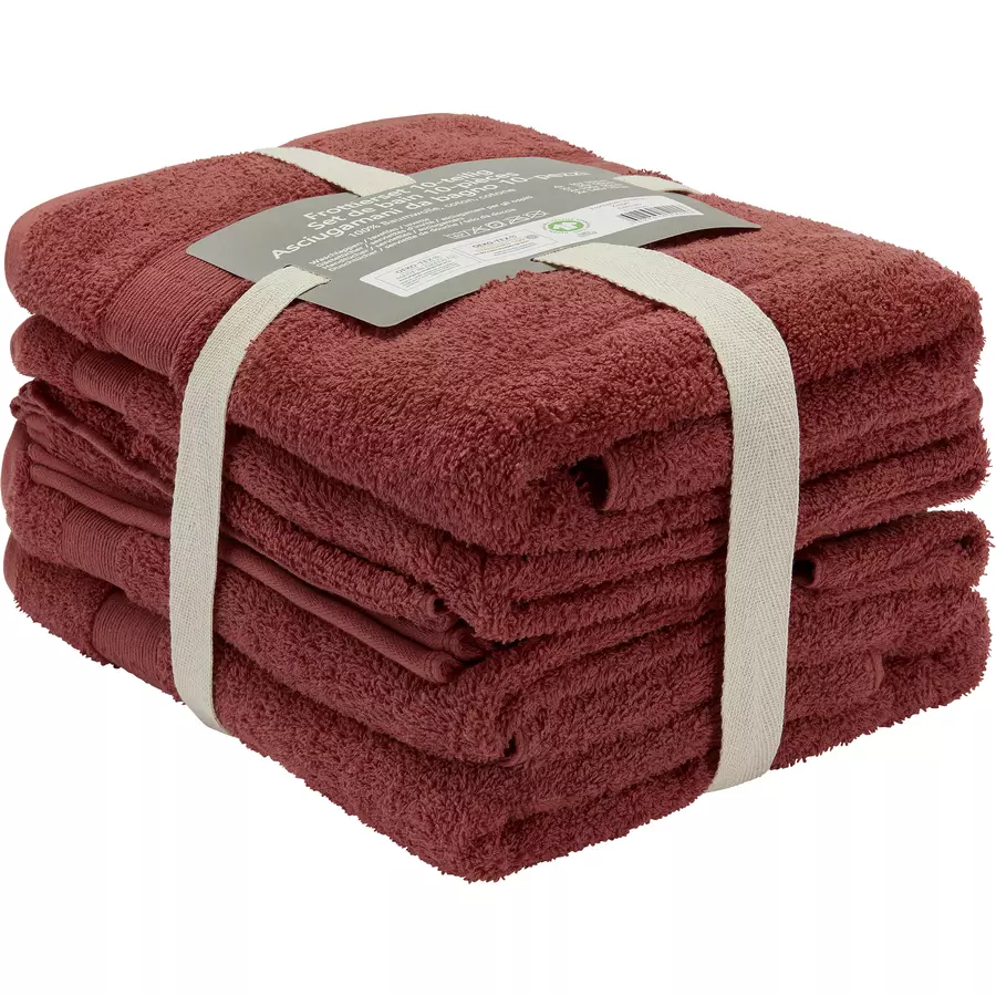 Set di asciugamani Nora Cotone Rosso mattone 2 x Asciu.doccia 70x140cm 2 x  Asciugamano 50x100cm 2 x Asci. ospiti 30x50cm 4 x Lavette 30x30cm