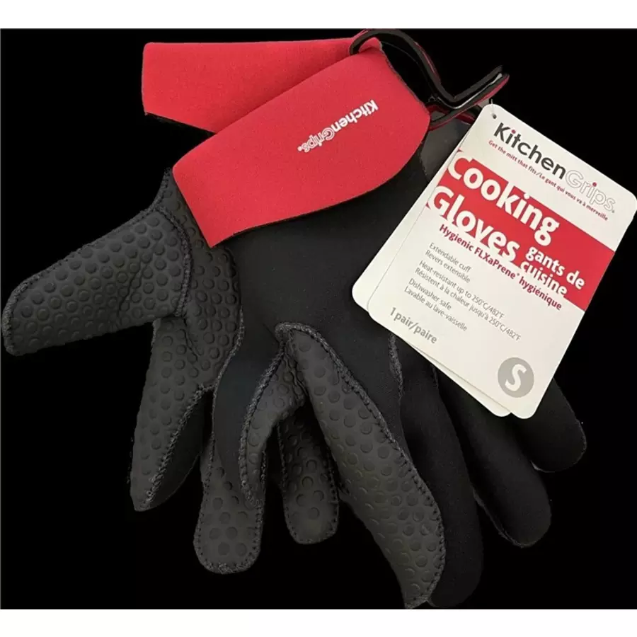 2 gants de cuisine textile/néoprène noir et gris