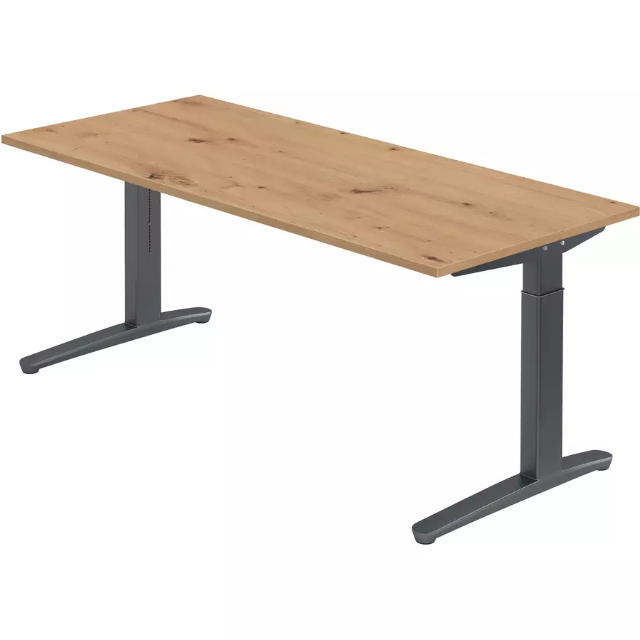Scrivania Office Materiali di legno Quercia naturale L 180 P 80 A 85 cm  Struttura estremamente stabile; telaio in acciaio sotto il piano del  tavolo; bordo in ABS da 2 mm