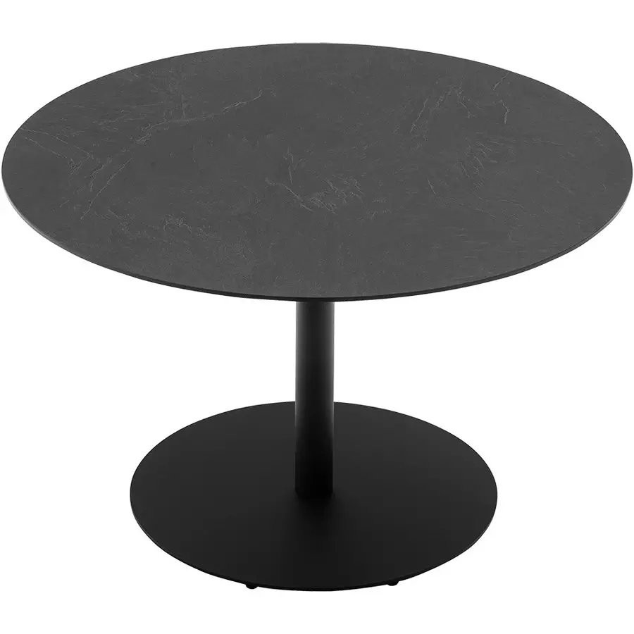 Cocktail 76 cm aus COCKTAIL- den 120 B Füßen. Schwarz für Tisch Ideal und aus T mit Platte Esstisch H Metall, Außen- Metall verstellbaren 120 Loungebereich. Runde matt rund