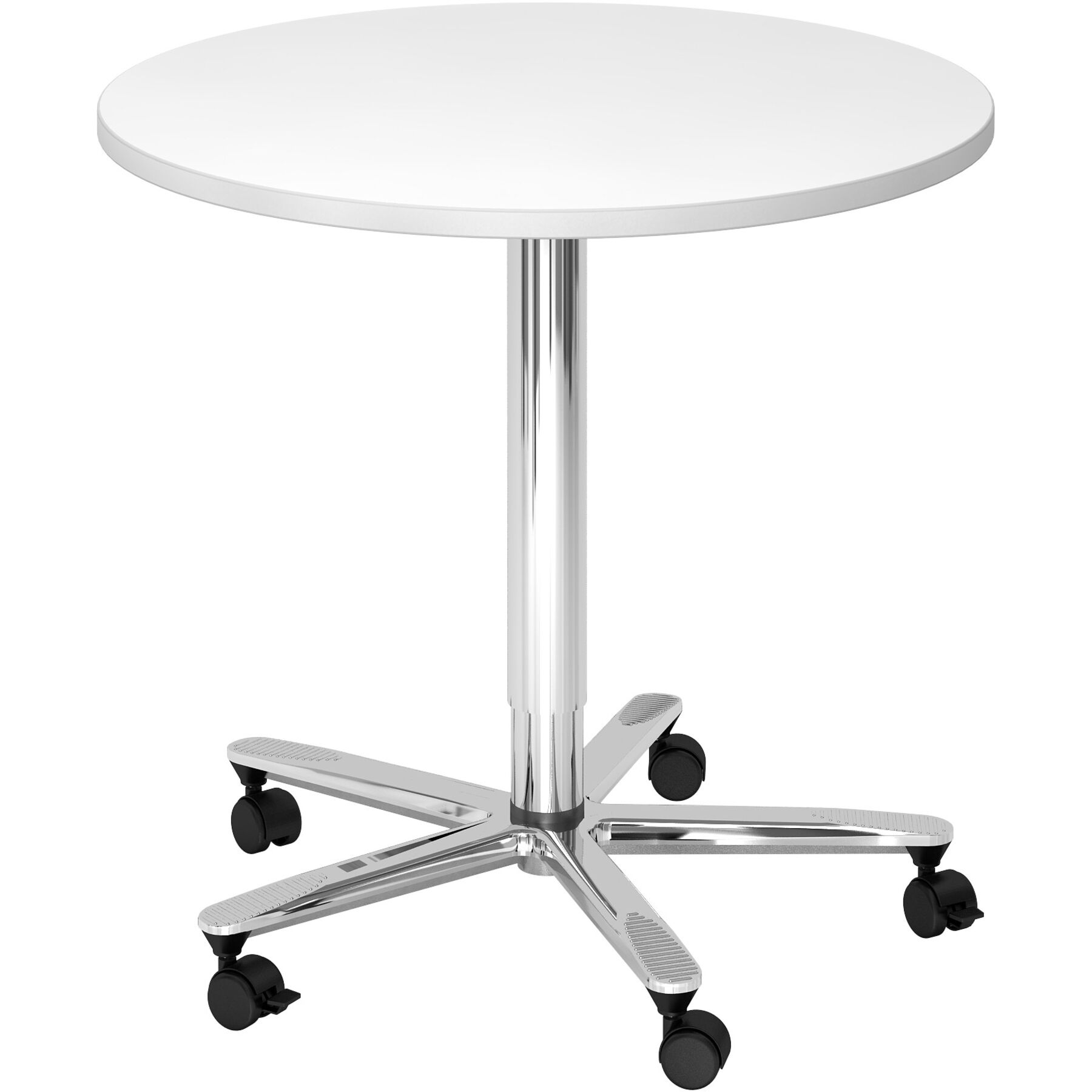 Besprechungstisch Office Dekor weiss Holzwerkstoff Höhenverstellbar B 80 T 80 cm - Farbe: Weiss/Chrome - Besprechungstisch