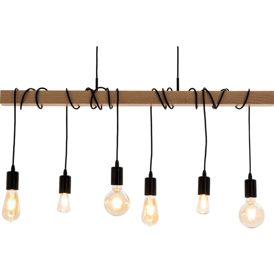 Lampada a sospensione Londi Marrone/Nero Acciaio/Legno 100 cm 110 cm