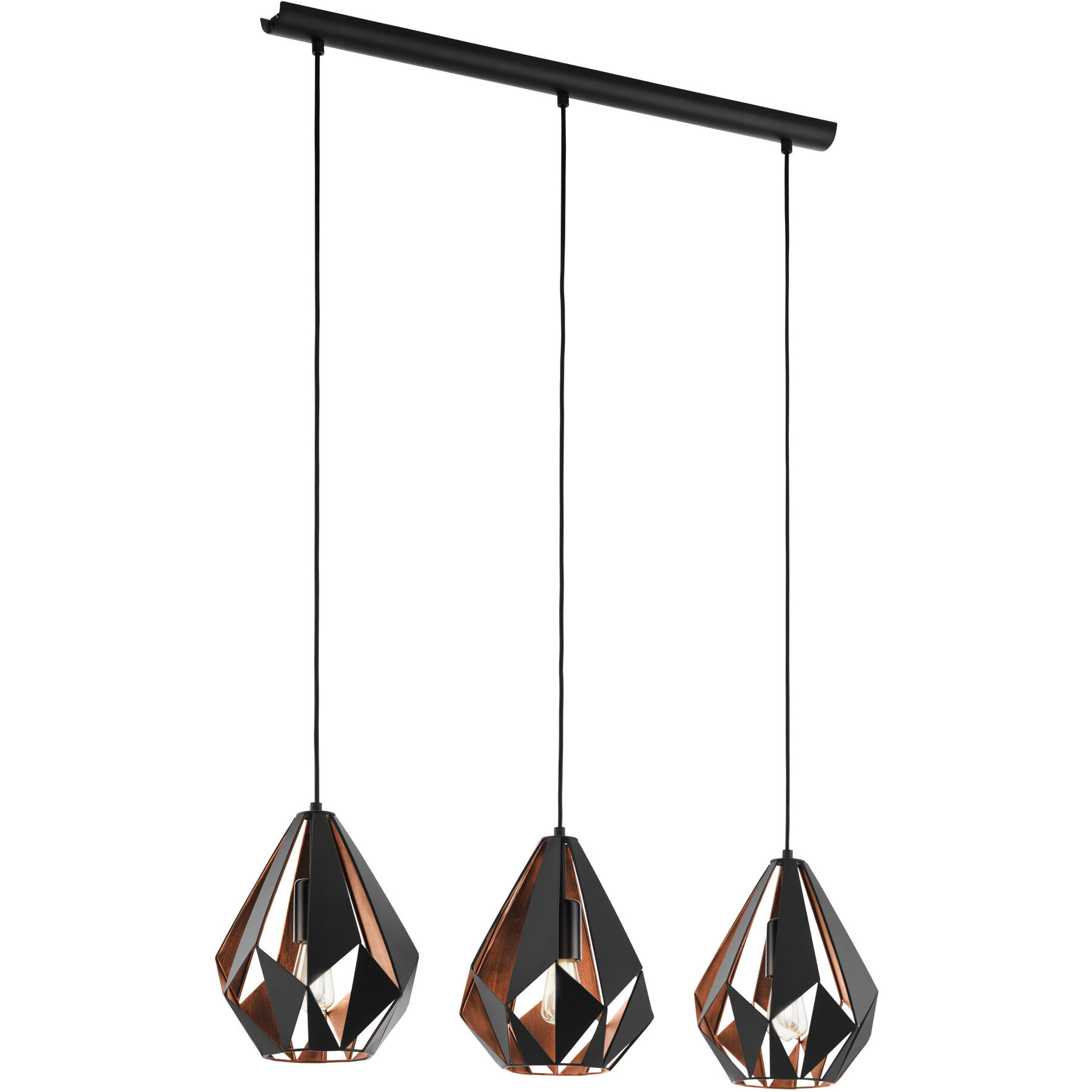 Eglo Pendellampe Carlton 1 Schwarz Stahl 81 cm 110 cm - LED- LED Energiesparlampe