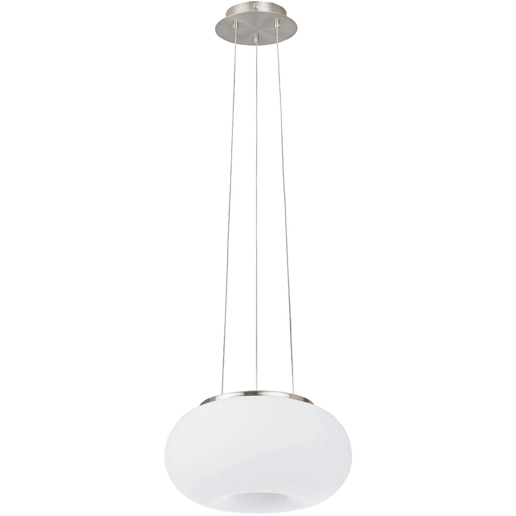Pendellampe Optica Weiss/Grau Stahl/Glas 110 cm - Farbe: Nickel matt/weiss - Material: Stahl/ Glas