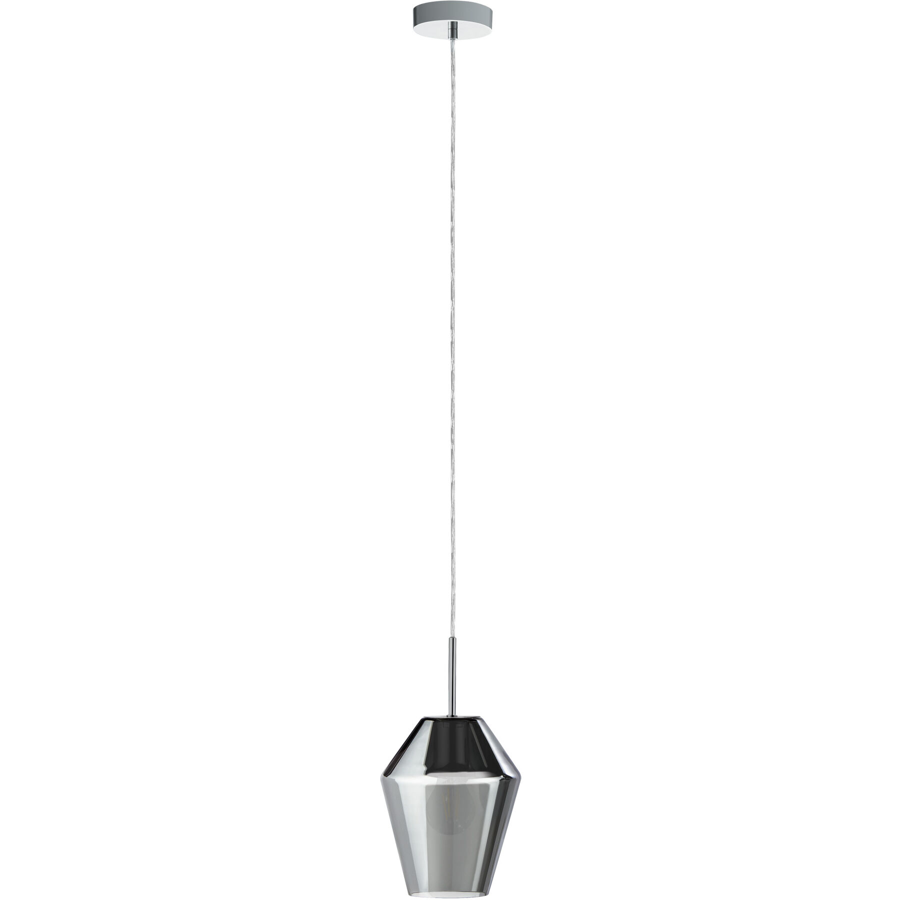 Pendellampe Murmillo Schwarz/Grau Stahl/Glas 150 cm - Farbe: chrom/schwarz - Material: Stahl/ Glas