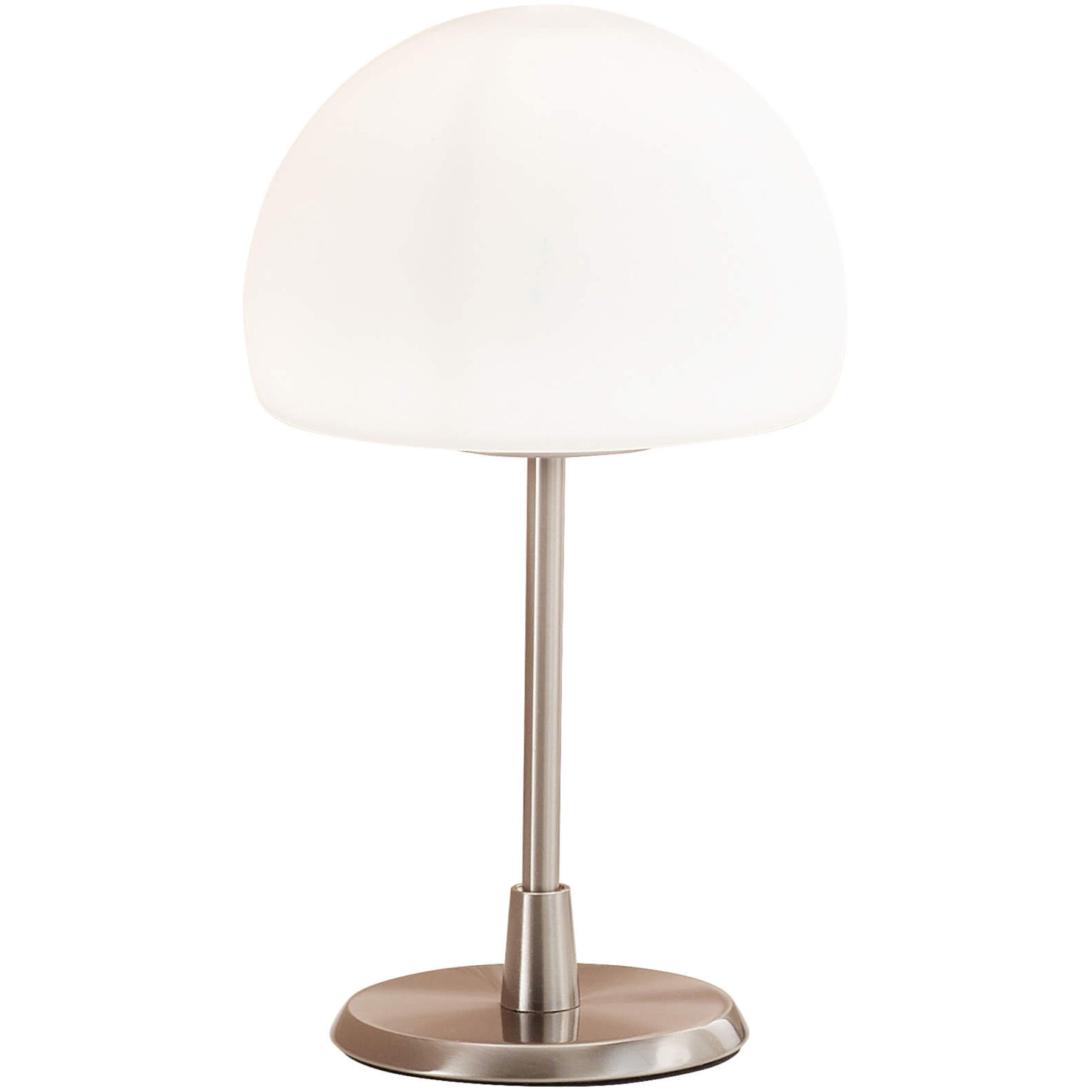 Tischlampe Gaia+ Nickel matt/weiss Metall/Glas H 26 cm 270 lm - LED - Lichtfarbe: Warmweiss- LED Energiesparlampe