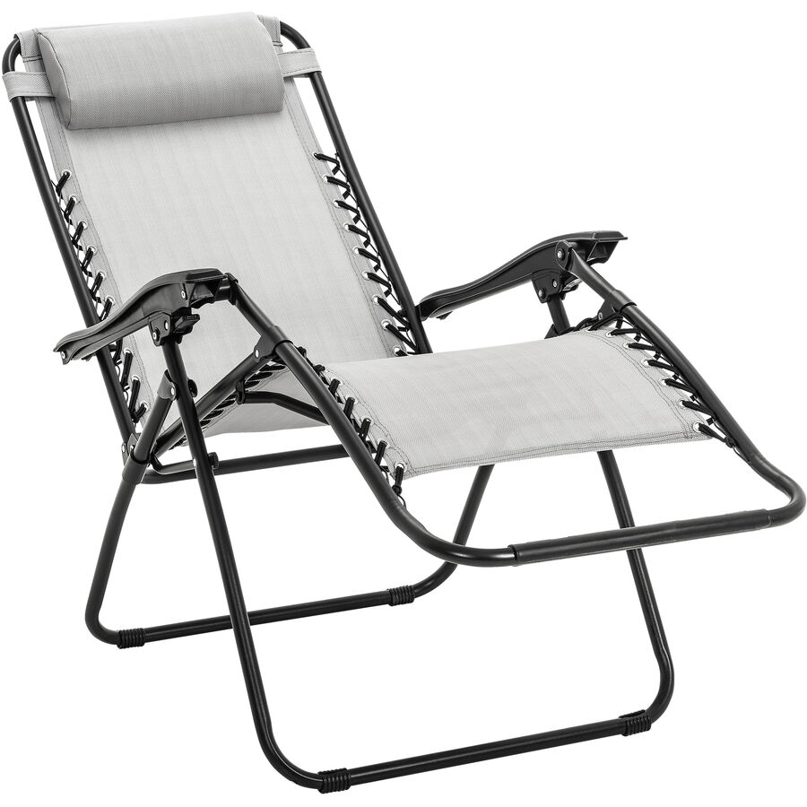 Liegestuhl Kingston Grau Metall 66 cm 110 cm 89 cm - Farbe: hellgrau - Material: Textilen - Liegestuhl