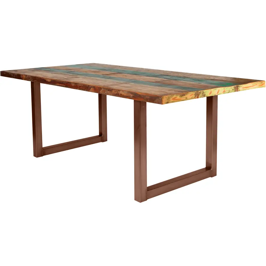 Esstisch Uwe Recycletes Holz bunt Massivholz B 200 T 100 cm