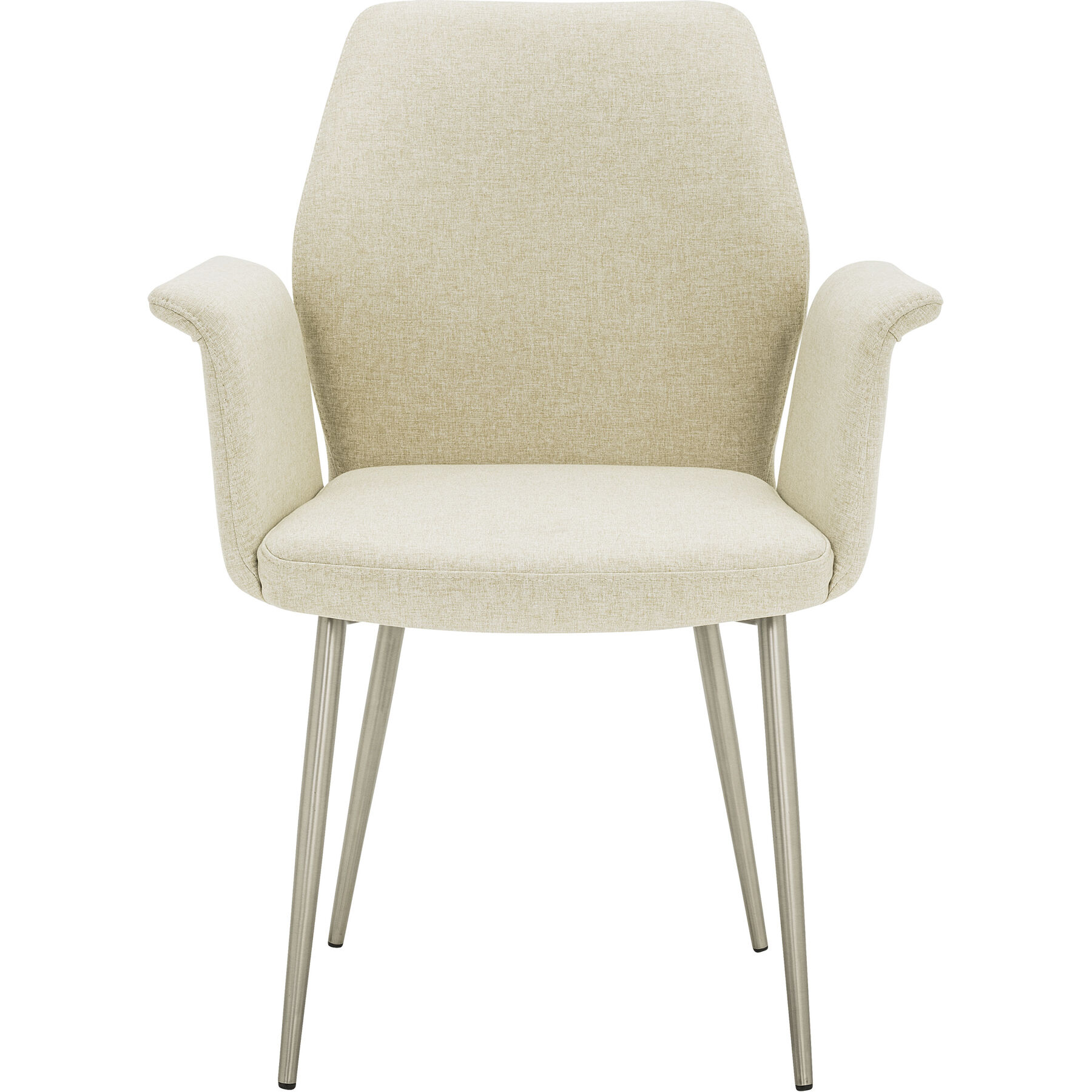 Armlehnstuhl Elonie Beige, Silber Stoff, Edelstahl