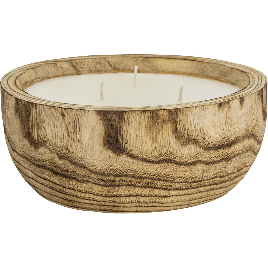 Kerze Natural Braun/Weiss Holz/Wachs 10.5 cm