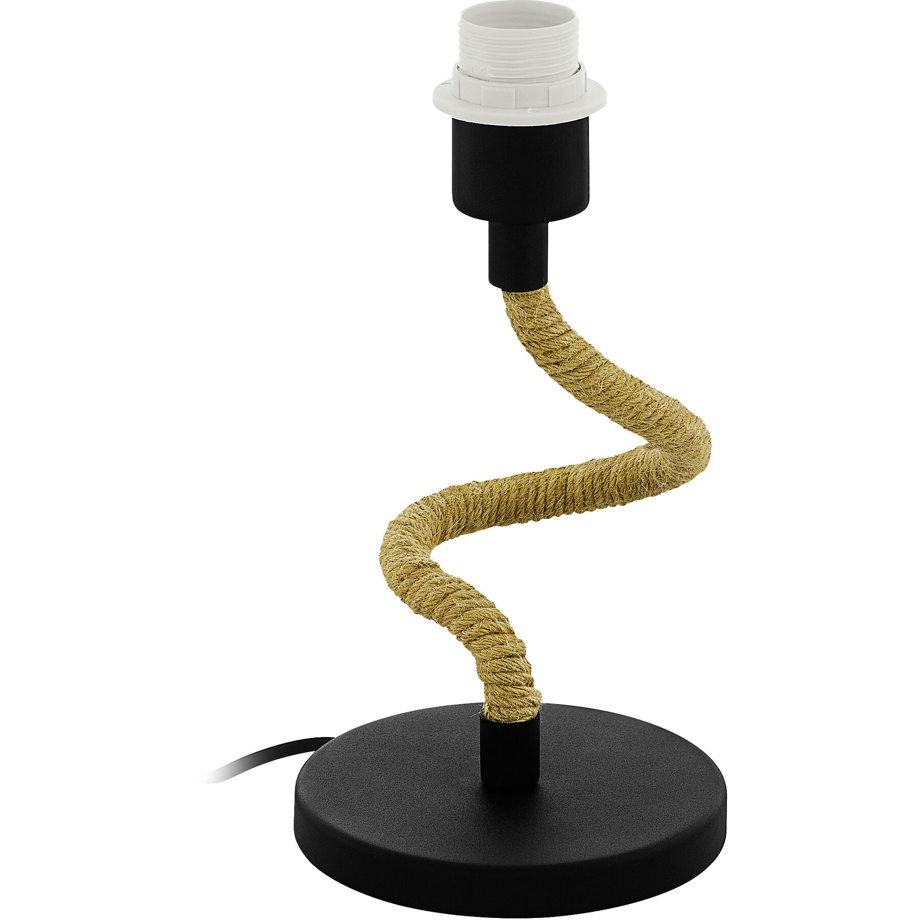 Tischlampe Pasturo schwarz, braun Seil H 28 cm