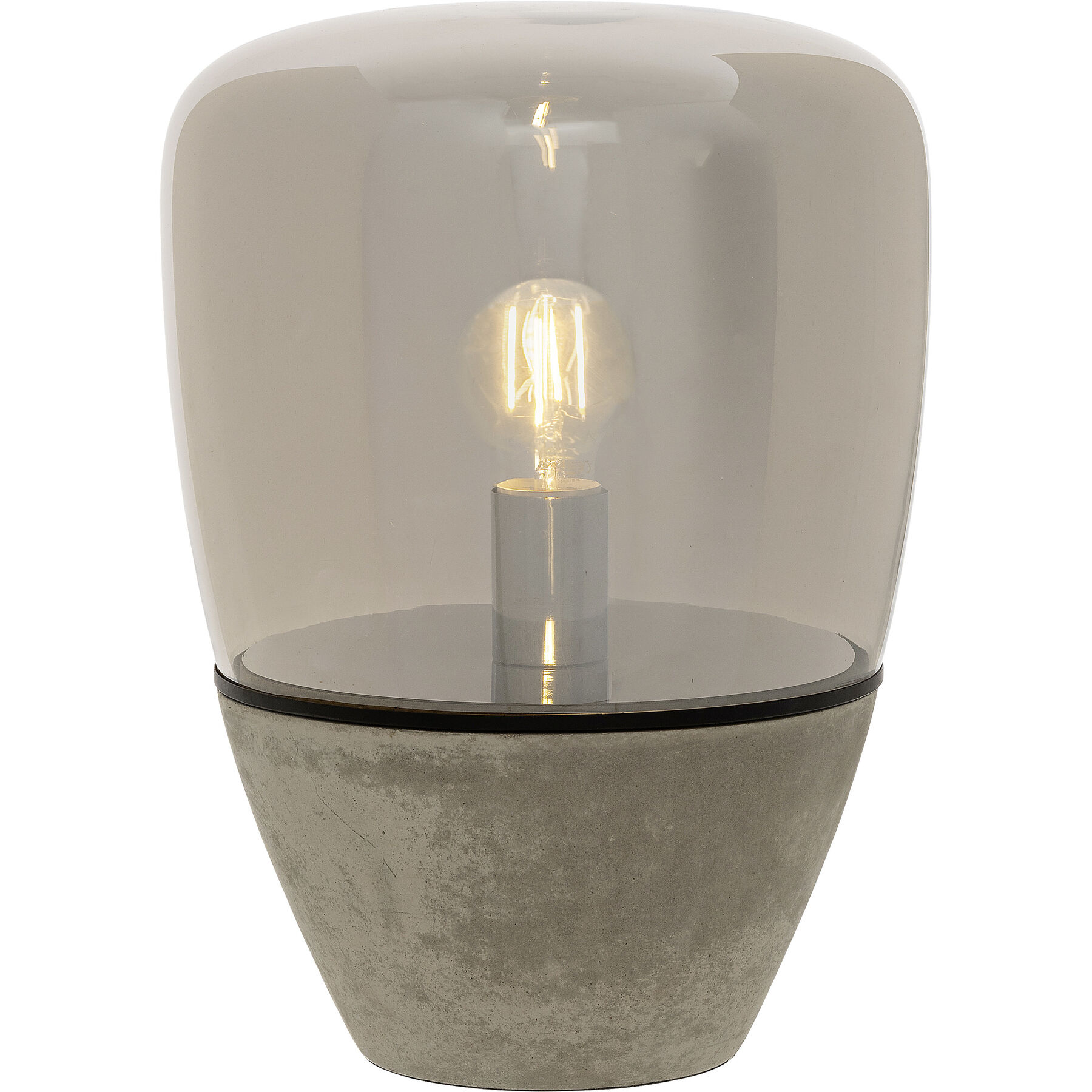 Tischlampe Gloria Rauchgrau Glas H 39 cm