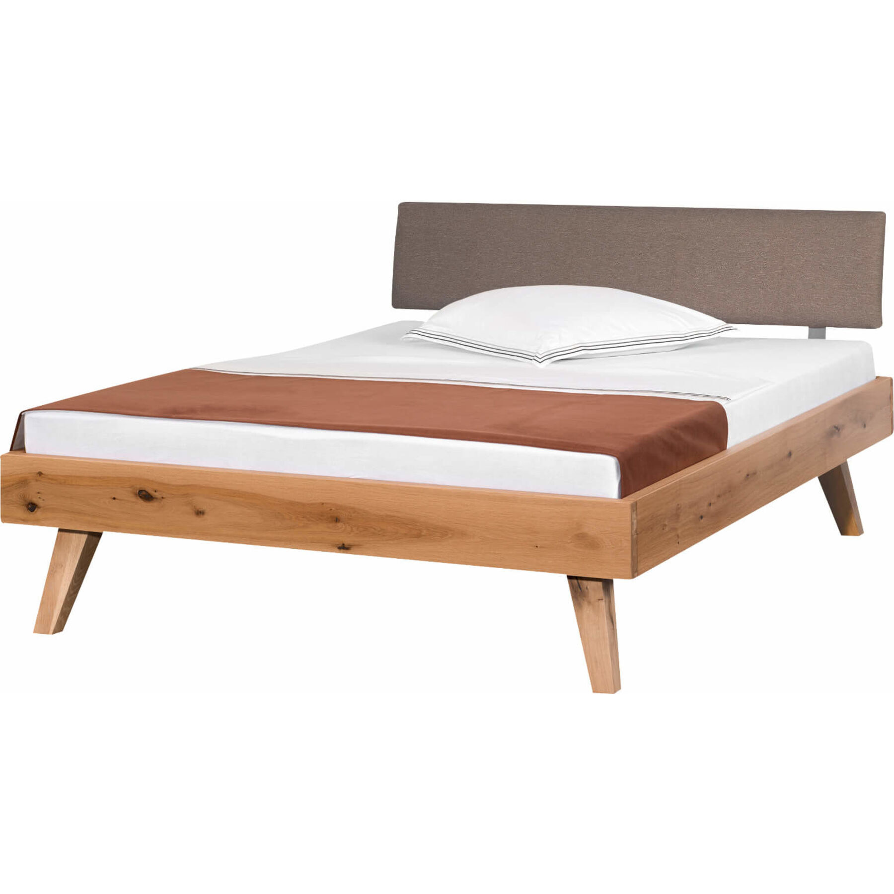 Modular Bett Reto Wildeiche furniert/Buche Beige/Natur Massivholz 140 x 200 cm
