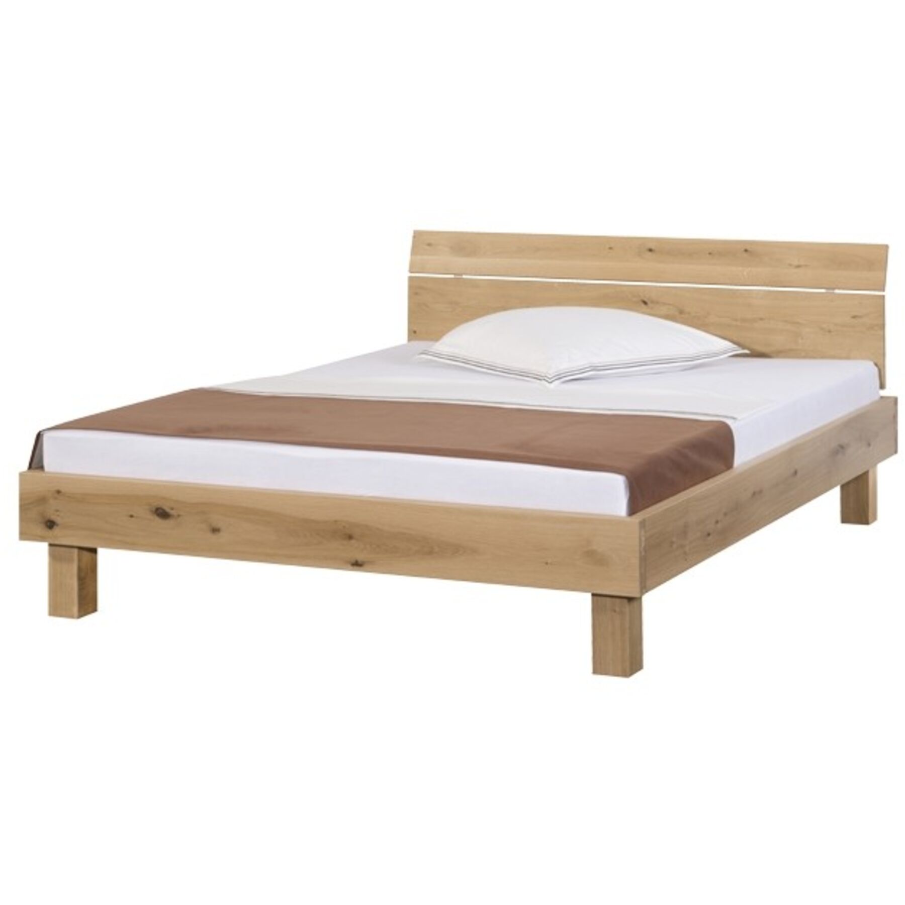 Modular Bett Reto Wildeiche furniert/Buche Natur Massivholz 180 x 200 cm