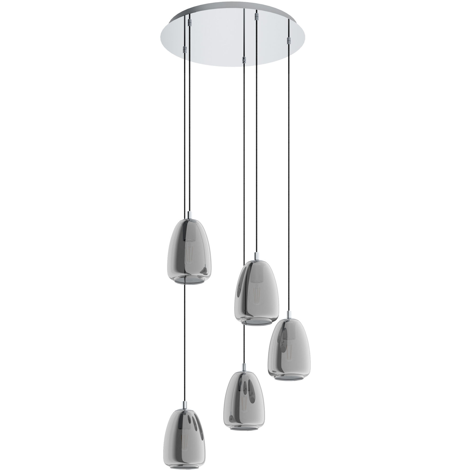 Eglo Pendellampe Alobrase Grau Stahl/Glas 150 cm - Farbe: chrom - Material: Stahl/ Glas