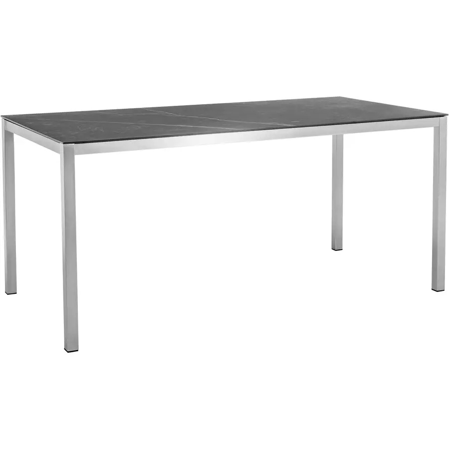 Esstisch Valerie Mineralkeramik/Edelstahl Chrom/schwarz B 160 T 80 cm