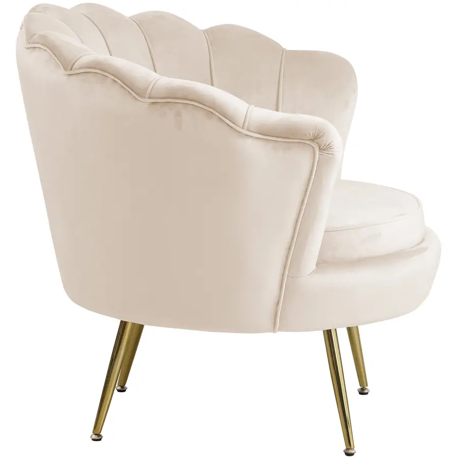 Stilvoller Sessel Pedro Samt, Metall Beige, Gold B 76 cm T 76 cm H 78 cm