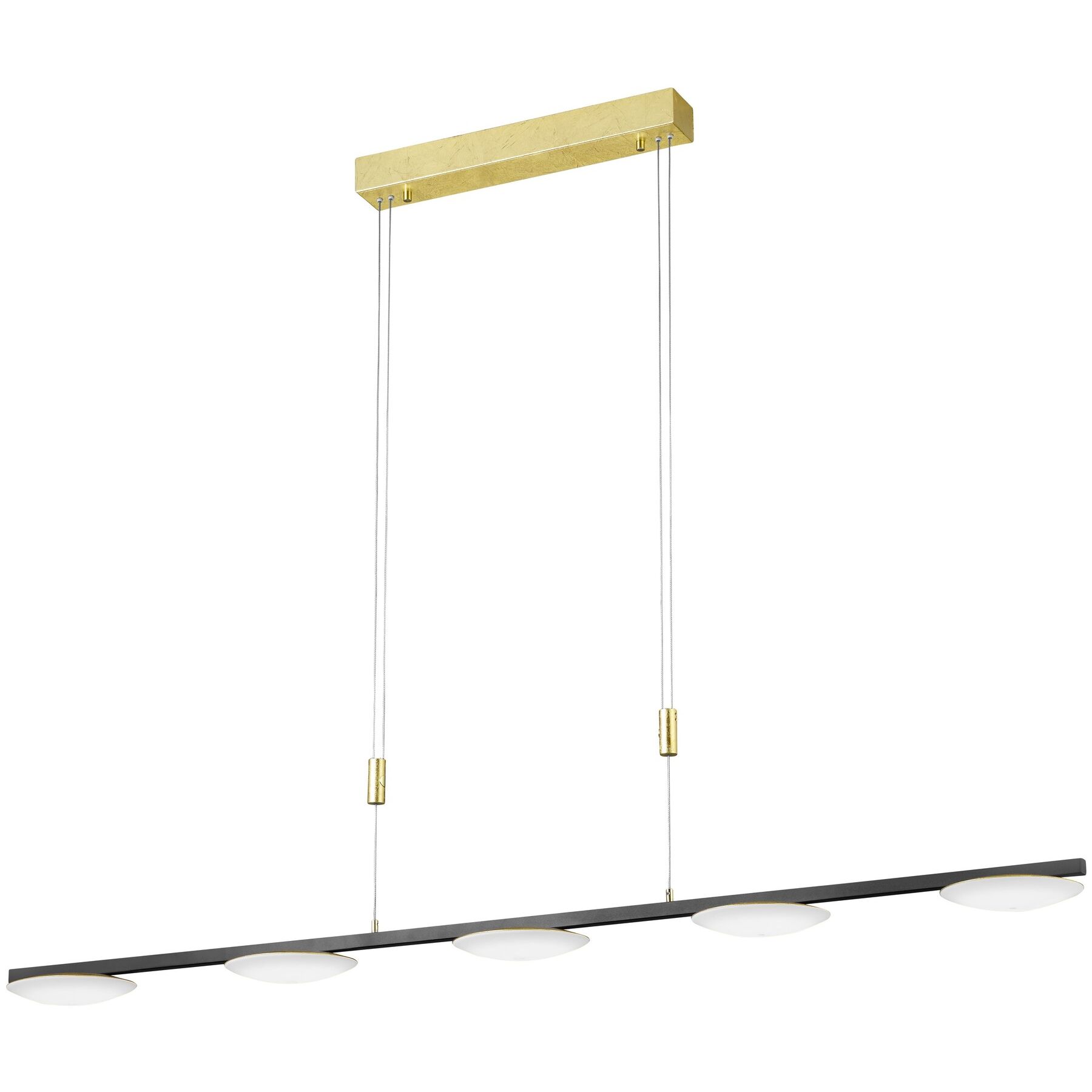 Bankamp Designer-Pendellampe Pure up Blattgoldoptik/schwarz Metall Dimmbar B 130 cm - LED - Lichtfarbe: Extra warmweiss- LED Energiesparlampe