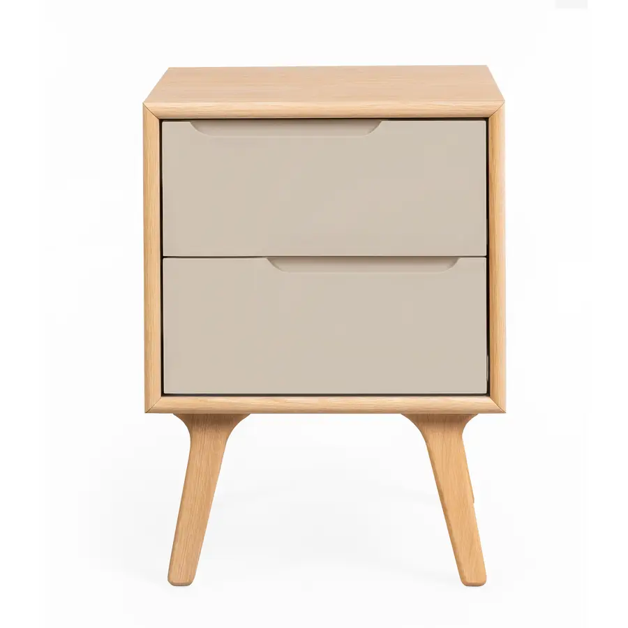 Nachttisch Hedy beige, eiche hell Holz, Eiche Furniert, Holzwerkstoff Massivholz B 40 H 52 cm