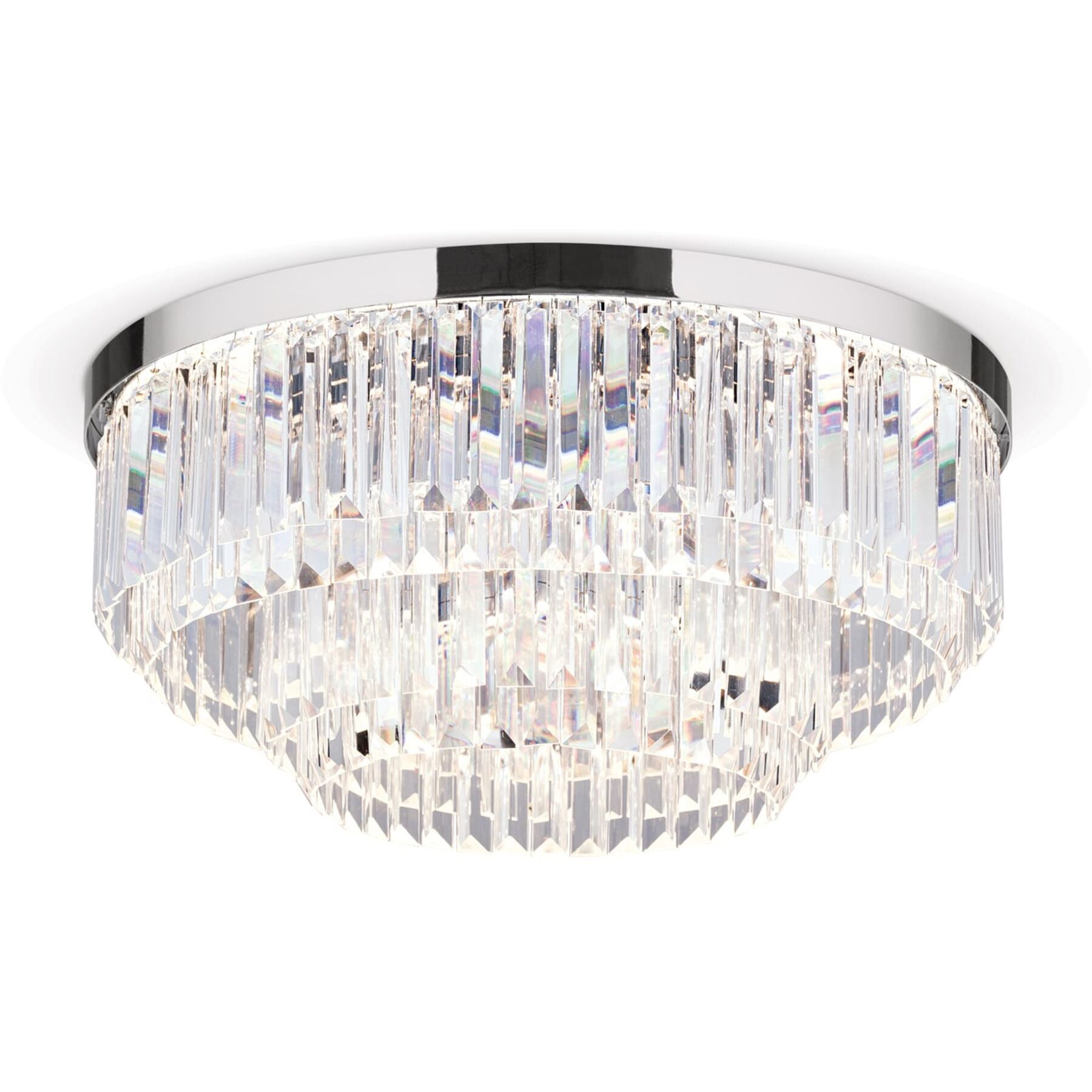 Briamond Deckenlampe Prism chrom Stahl/Orion Kristall 6400 lm B 55 cm - LED - Lichtfarbe: Warmweiss - LED Energiesparlampen