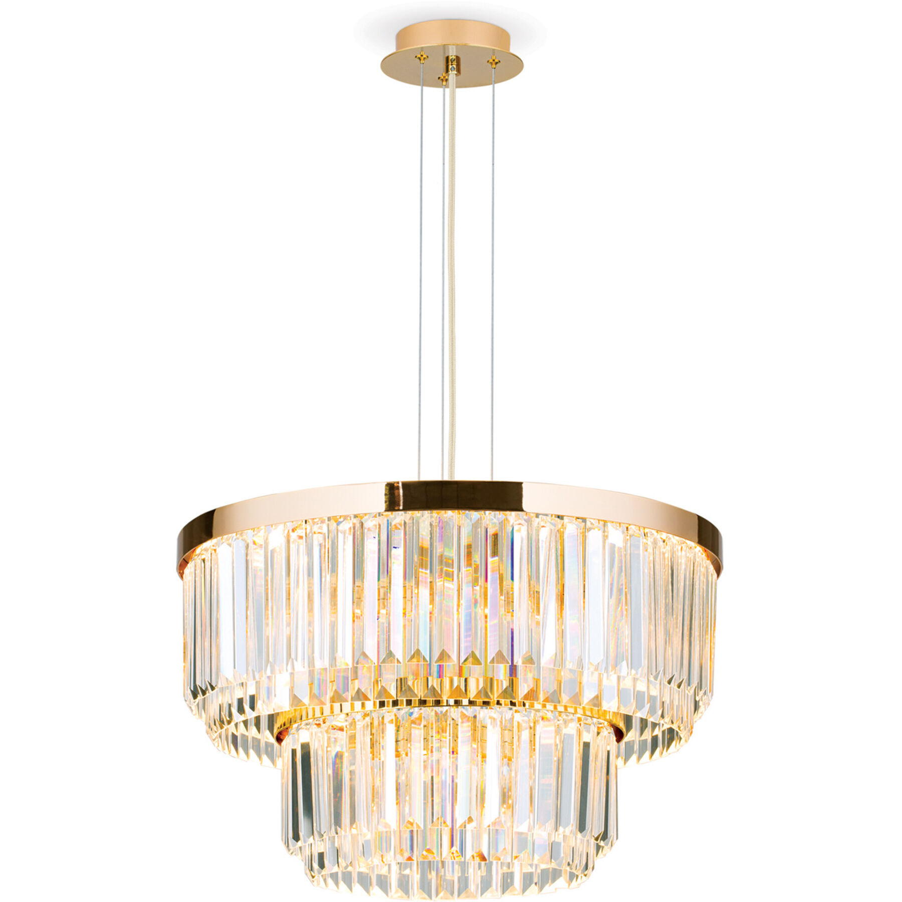 Briamond Pendellampe Prism gold Stahl/Orion Kristall 6400 lm H 40 B 55 cm - LED - Lichtfarbe: Warmweiss- LED Energiesparlampe