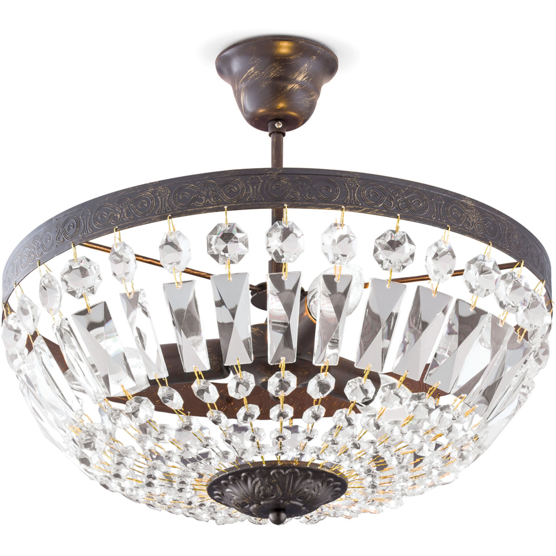 Briamond Deckenlampe Arila antikbraun Stahl/Kristall B 40 cm