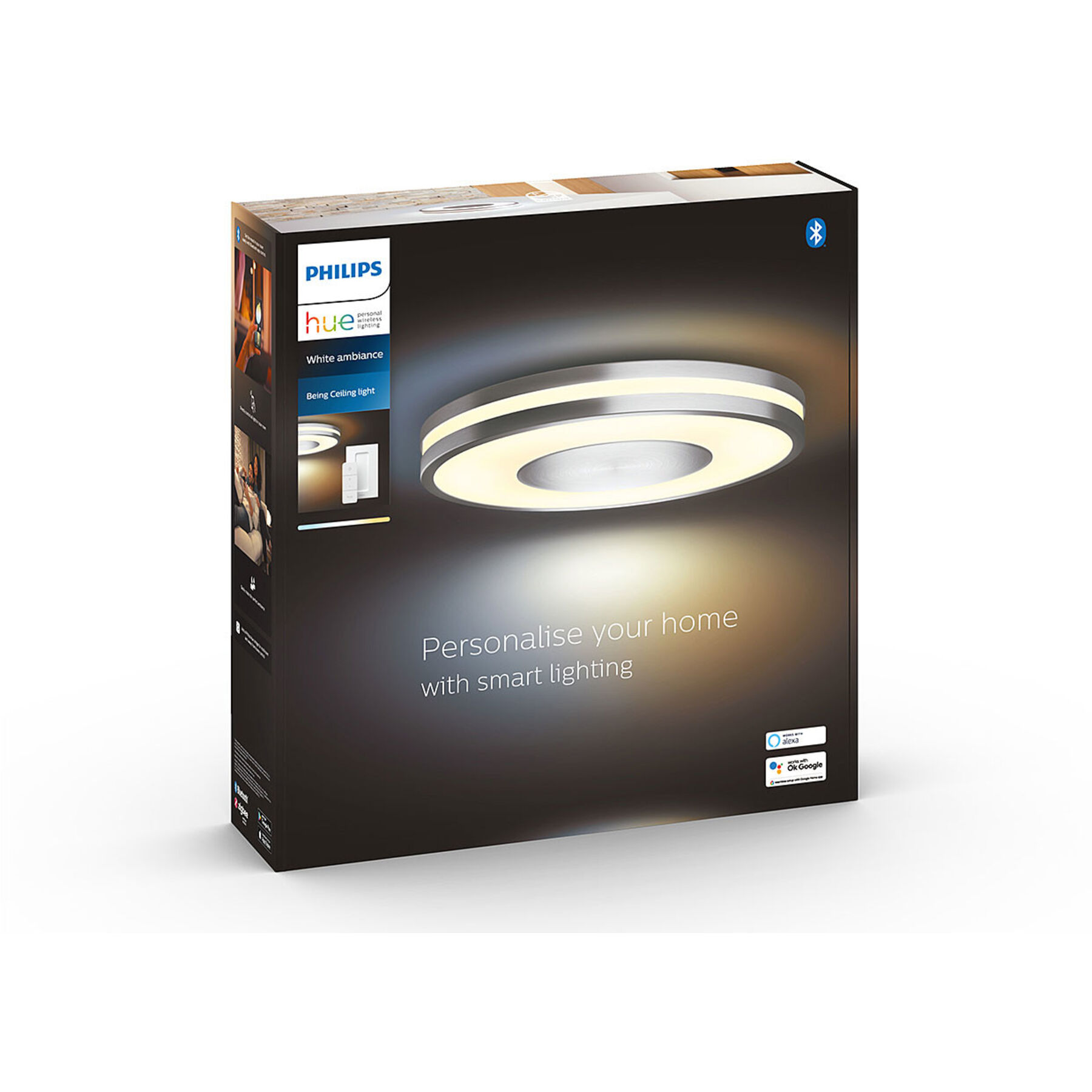 Deckenlampe Philips Hue Aluminium Metall, Kunststoff 2350 lm Dimmbar B 34.8 cm - LED - Lichtfarbe: Warmweiss - Kaltes Tagesweiss- LED Energiesparlampe