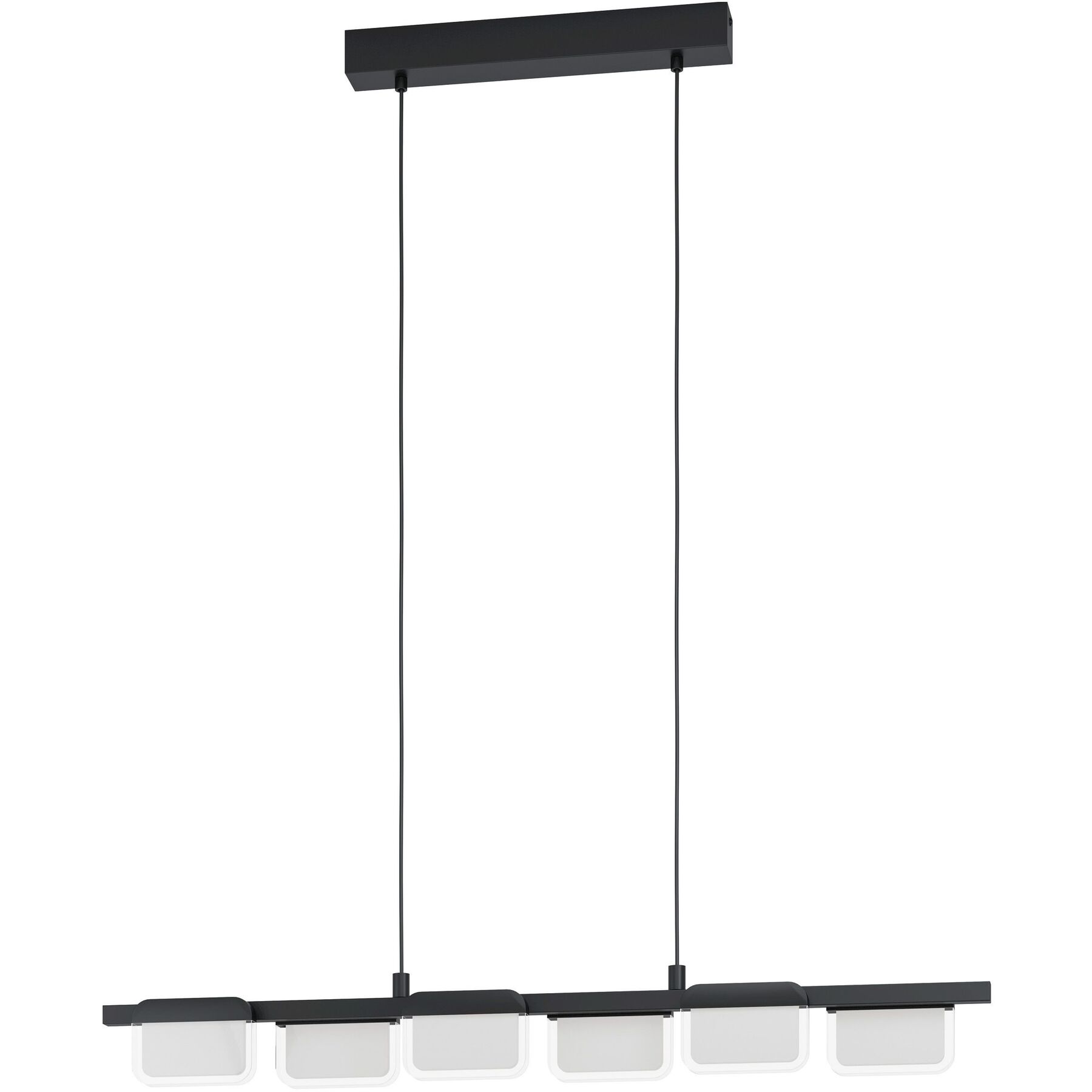 Eglo Pendellampe Ervidel Schwarz/klar/satiniert Kunststoff/Stahl 2880 lm Dimmbar B 6 cm - LED - Lichtfarbe: Warmweiss- LED Energiesparlampe