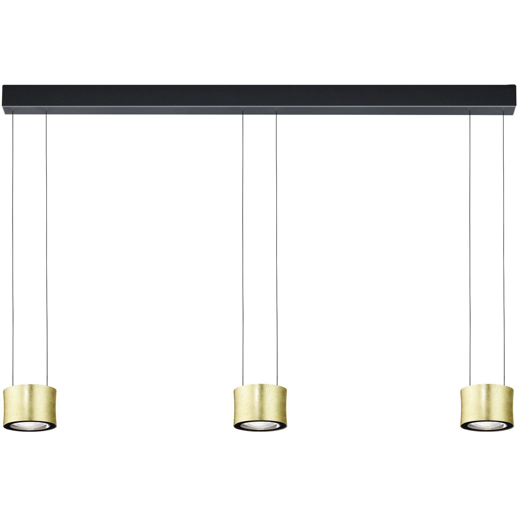 Luce Elevata Pendellampe Impulse Blattgoldoptik/schwarz Metall 3720 lm Dimmbar B 120 cm - LED - Lichtfarbe: Extra warmweiss - LED Energiesparlampen