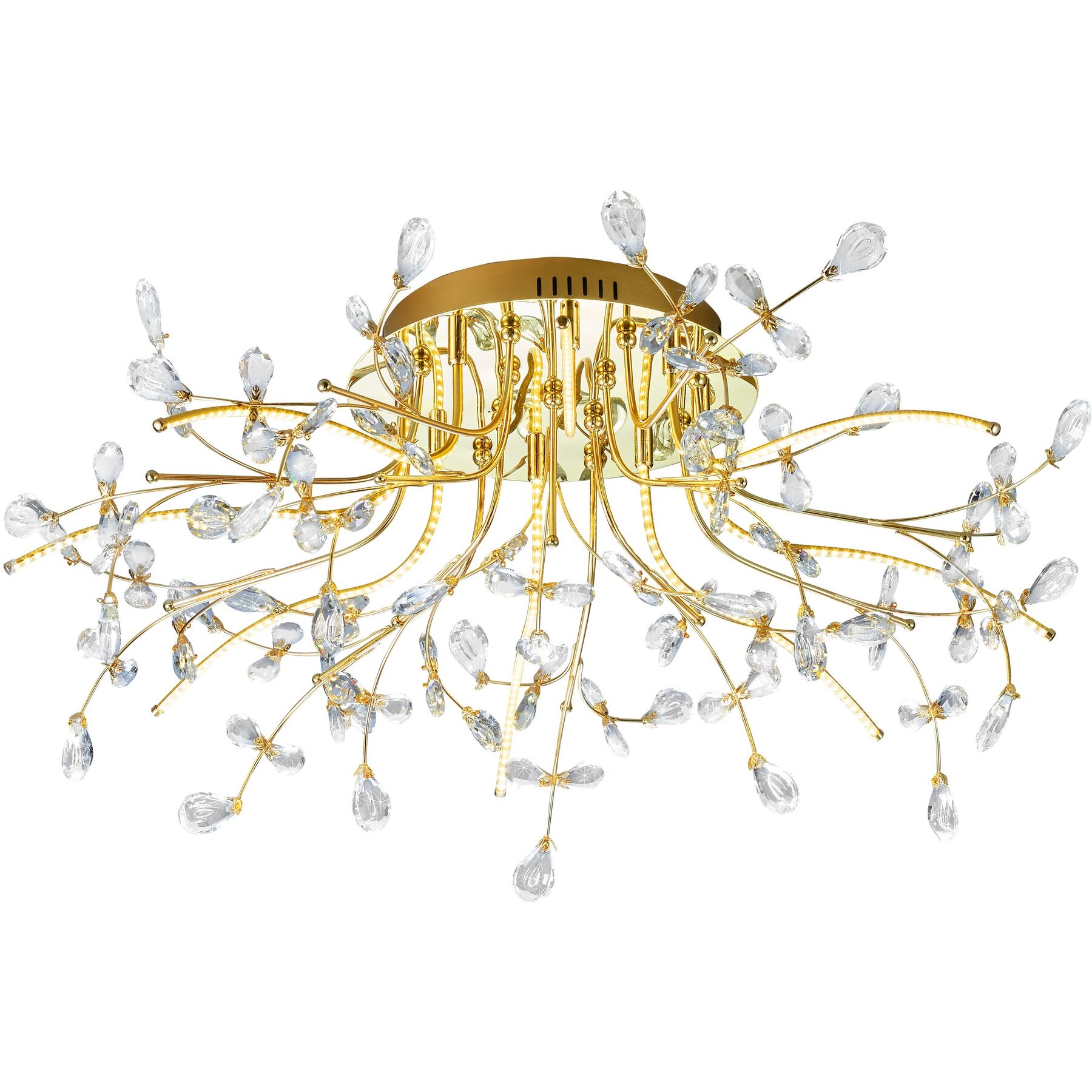 Deckenlampe Crystal messing Messing/Glas 3600 lm Dimmbar B 77 cm - LED - Lichtfarbe: Warmweiss- LED Energiesparlampe