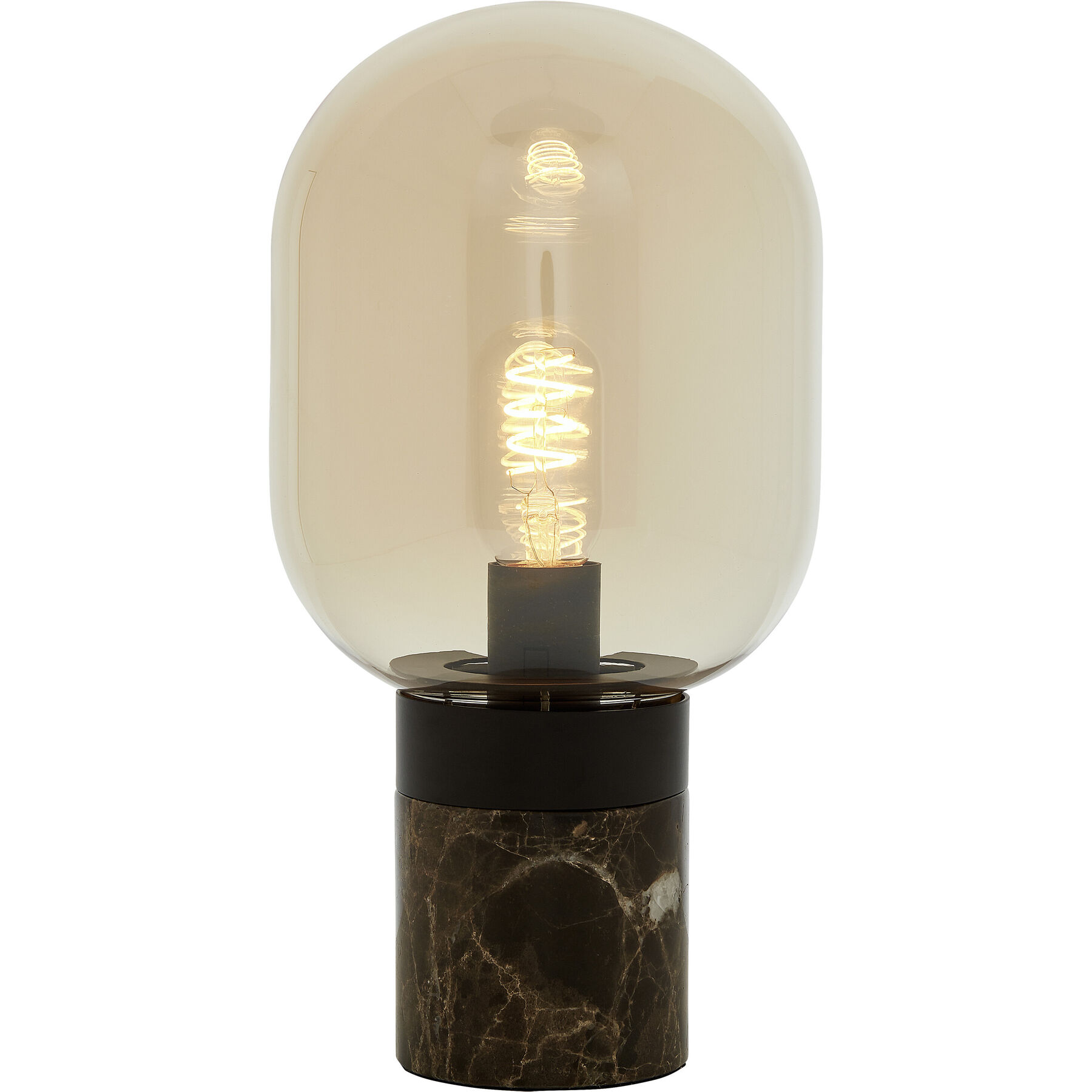 Tischlampe Katty schwarz, amber Marmor/Metall H 35 cm