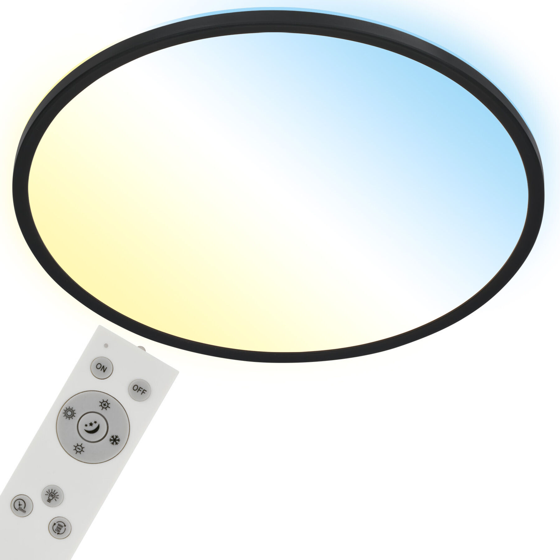 Deckenlampe Emma Schwarz Kunststoff 3500 lm Dimmbar B 48 cm - LED - Lichtfarbe: Warmweiss - Kaltes Tagesweiss- LED Energiesparlampe