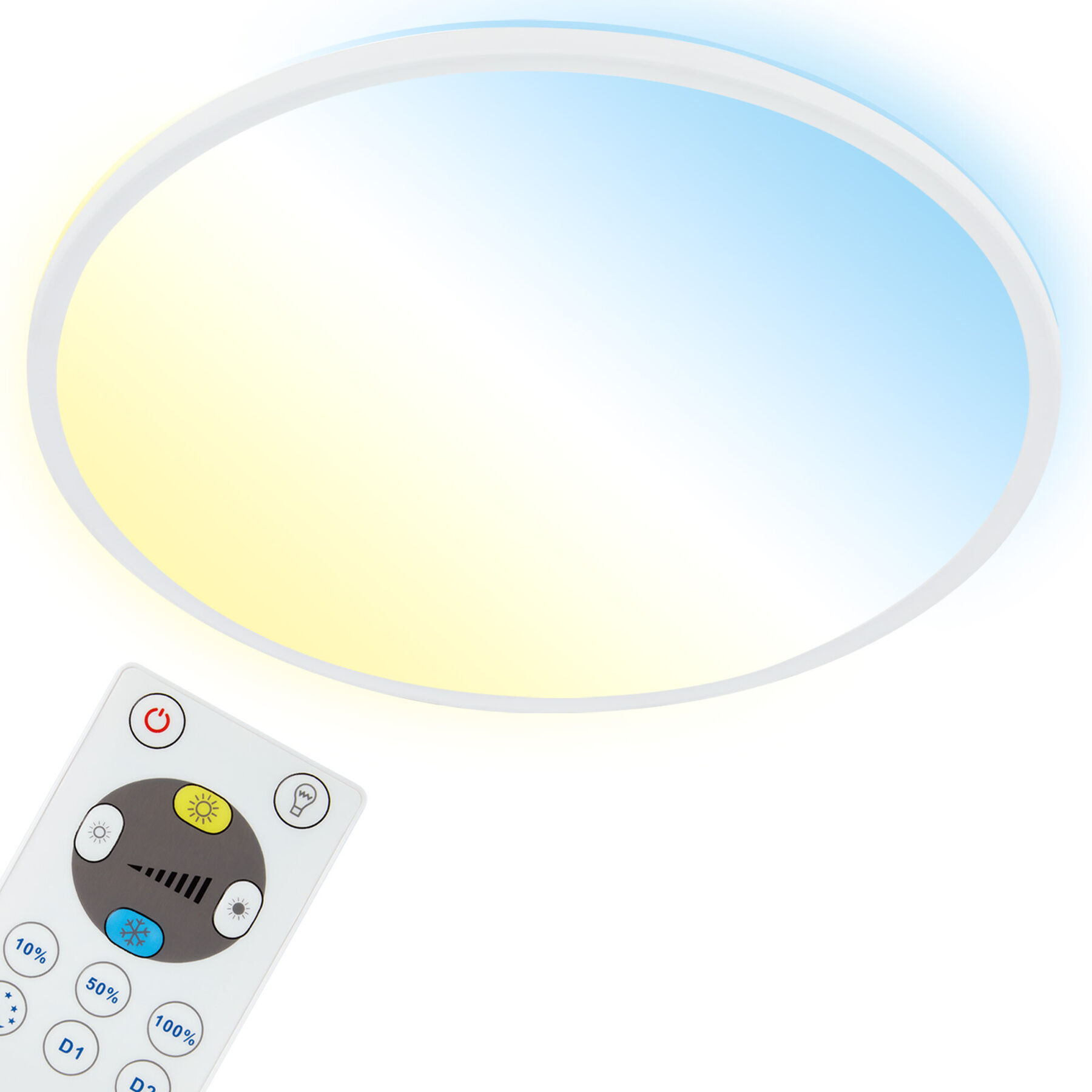 Deckenlampe Emma Weiss Kunststoff 3000 lm Dimmbar B 42 cm - LED - Lichtfarbe: Warmweiss - Kaltes Tagesweiss - LED Energiesparlampen