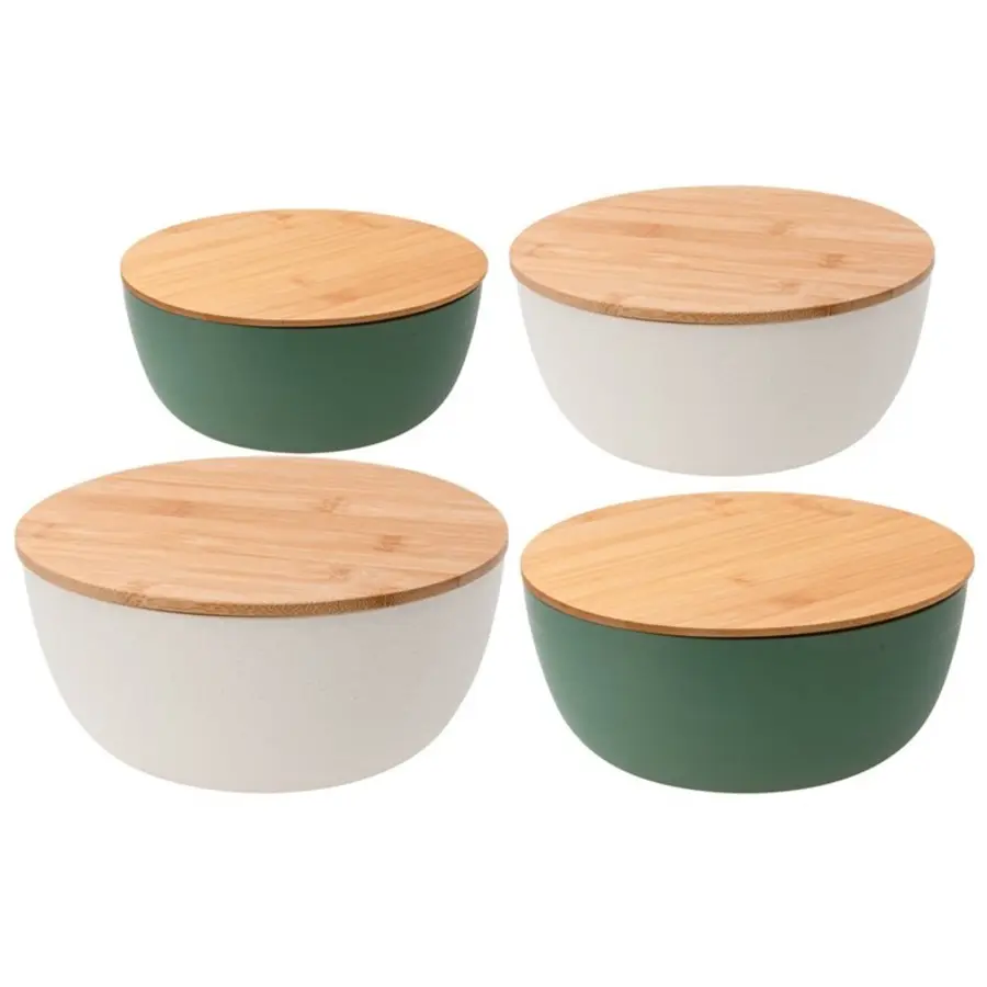 Salatschüssel Pebbly grün Bambus/Kunststoff D 23.5 cm 4 Stk