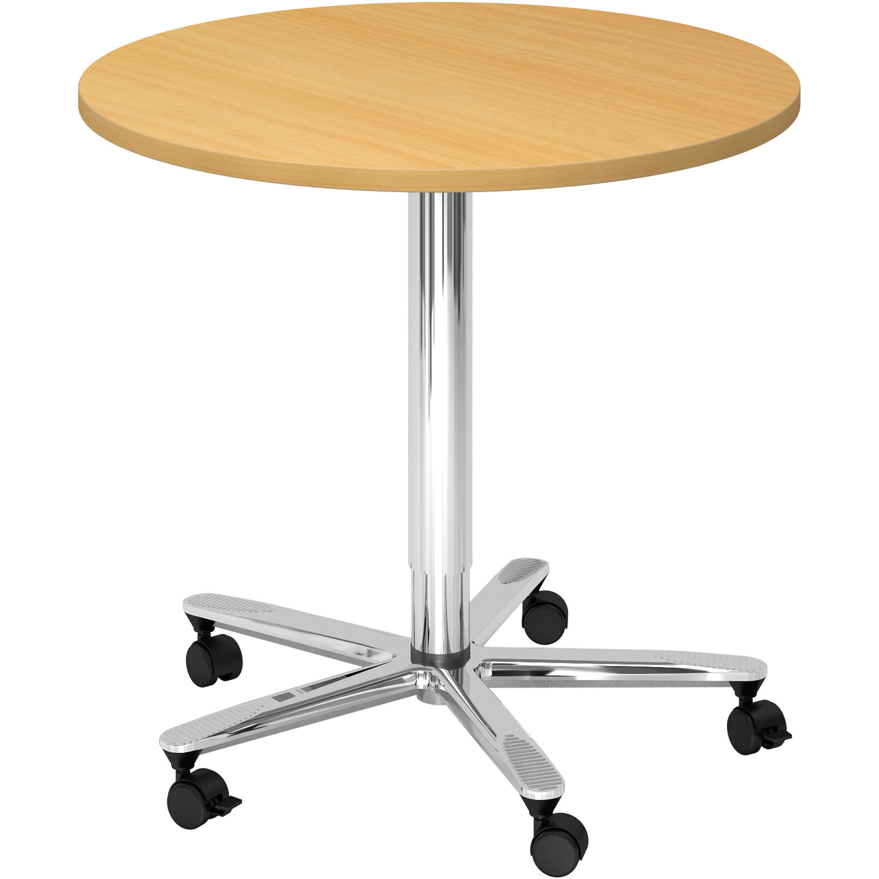 Besprechungstisch Office buche Holzwerkstoff Höhenverstellbar B 80 T 80 cm - Farbe: Buche/Chrome - Besprechungstisch