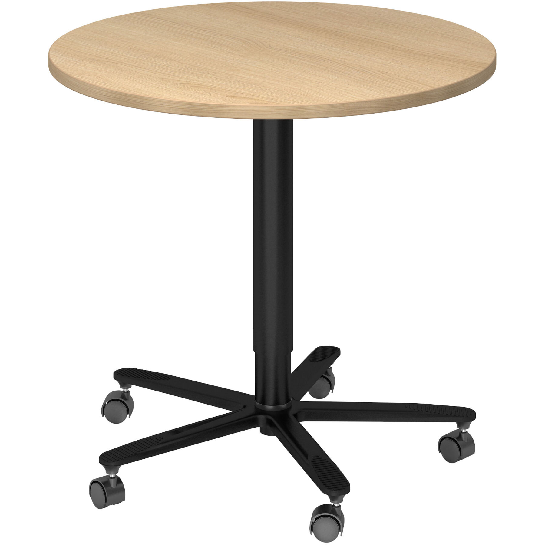 Besprechungstisch Office eiche Holzwerkstoff Höhenverstellbar B 80 T 80 cm - Farbe: eiche/schwarz - Besprechungstisch