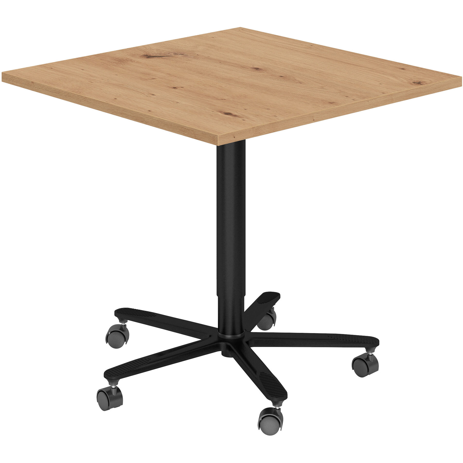 Besprechungstisch Office Asteiche Holzwerkstoff Höhenverstellbar B 80 T 80 cm - Farbe: Asteiche/Schwarz - Besprechungstisch