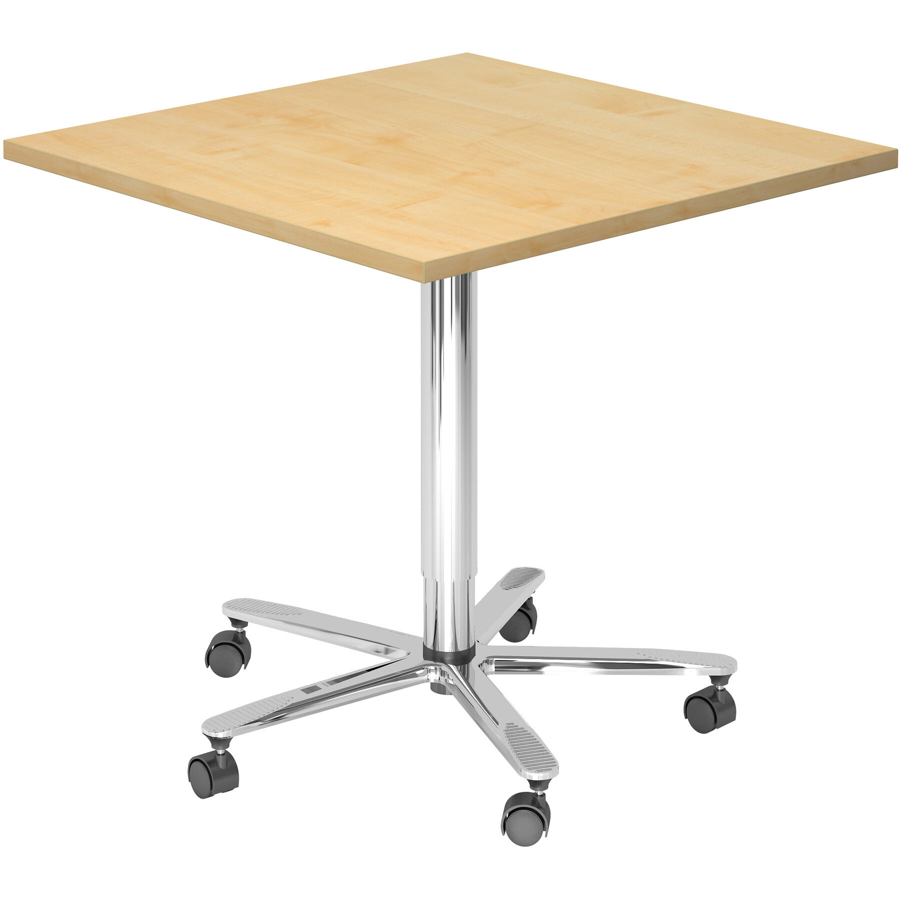 Besprechungstisch Office Ahorn Holzwerkstoff Höhenverstellbar B 80 T 80 cm - Farbe: Ahorn/Chrome - Besprechungstisch