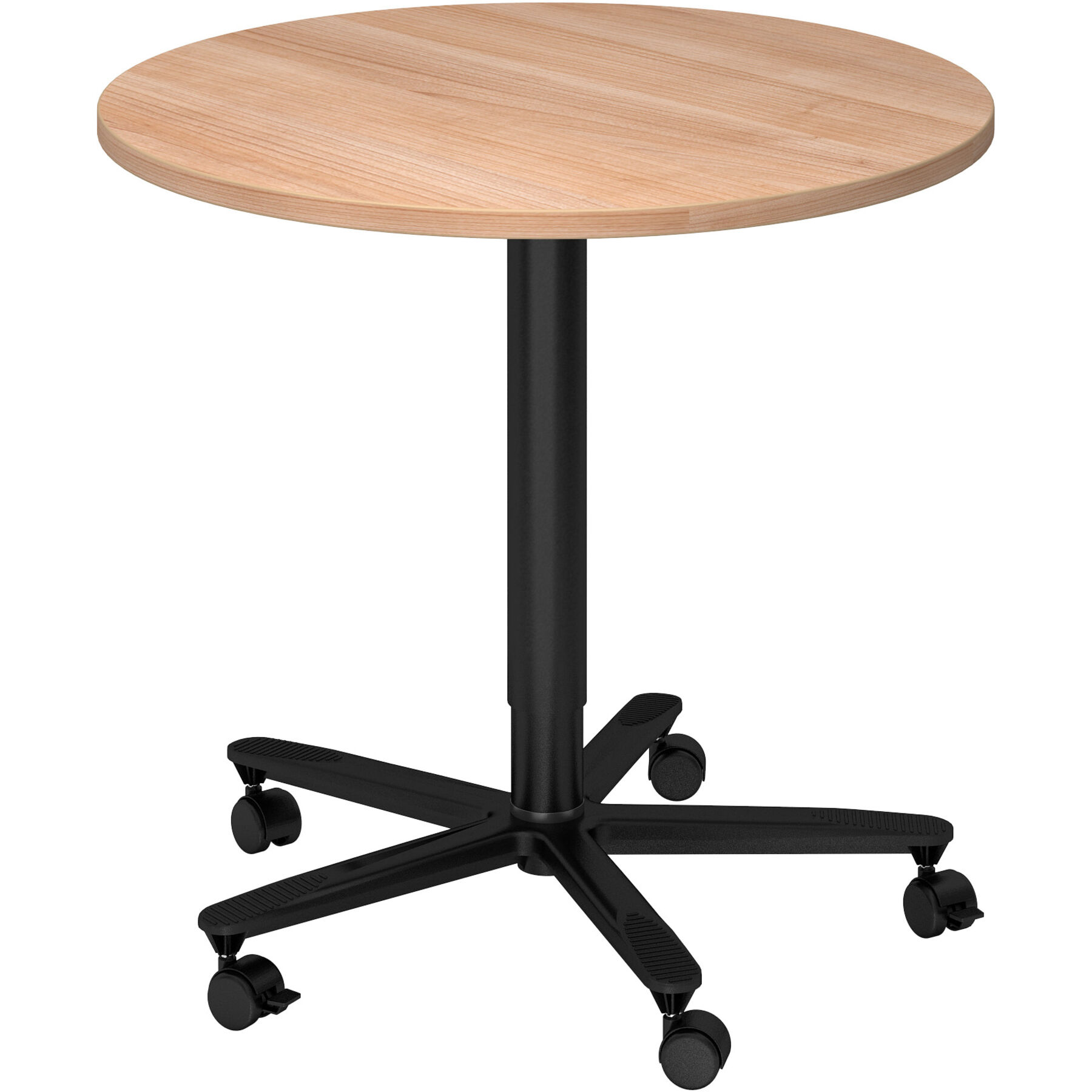 Besprechungstisch Office nussbaum Holzwerkstoff Höhenverstellbar B 80 T 80 cm - Farbe: Nuss/Schwarz - Besprechungstisch