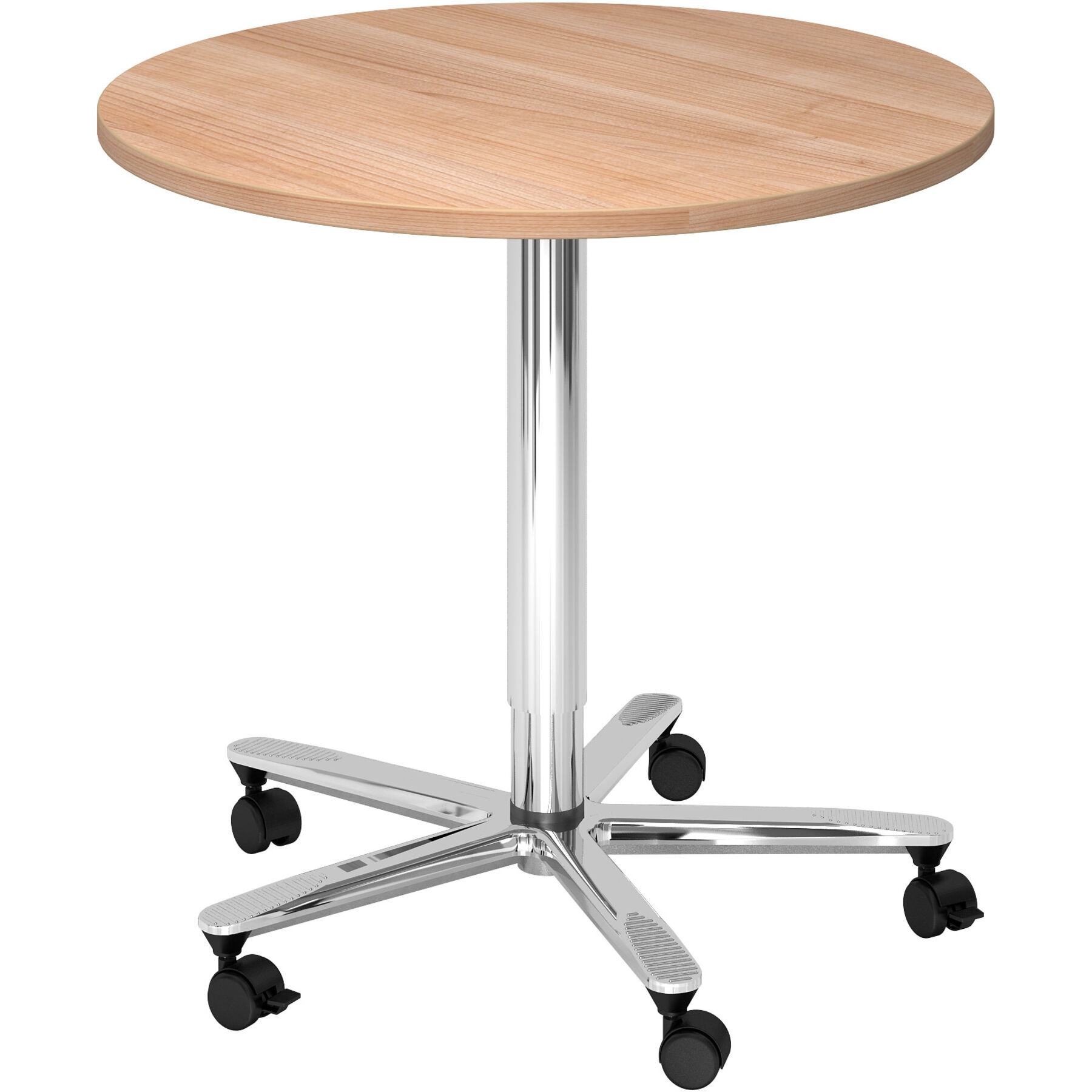 Besprechungstisch Office nussbaum Holzwerkstoff Höhenverstellbar B 80 T 80 cm - Farbe: Nuss/Chrome - Besprechungstisch