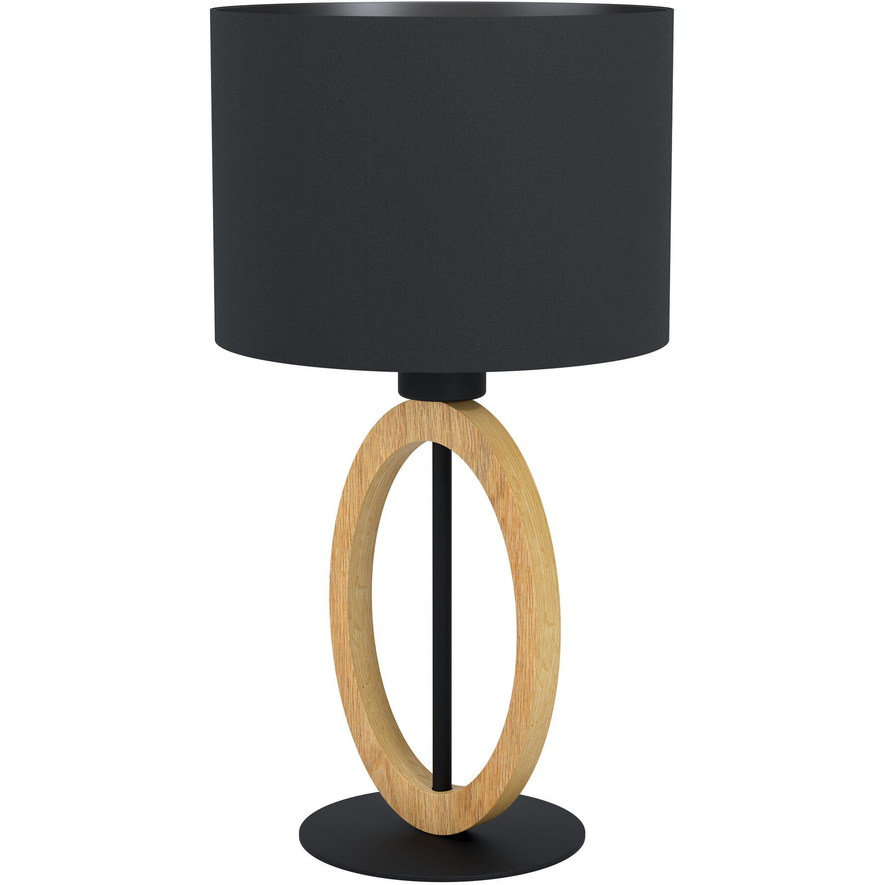 Eglo Tischlampe Basildon 1 Schwarz, braun Holz, Stahl, Stoff H 42.5 cm