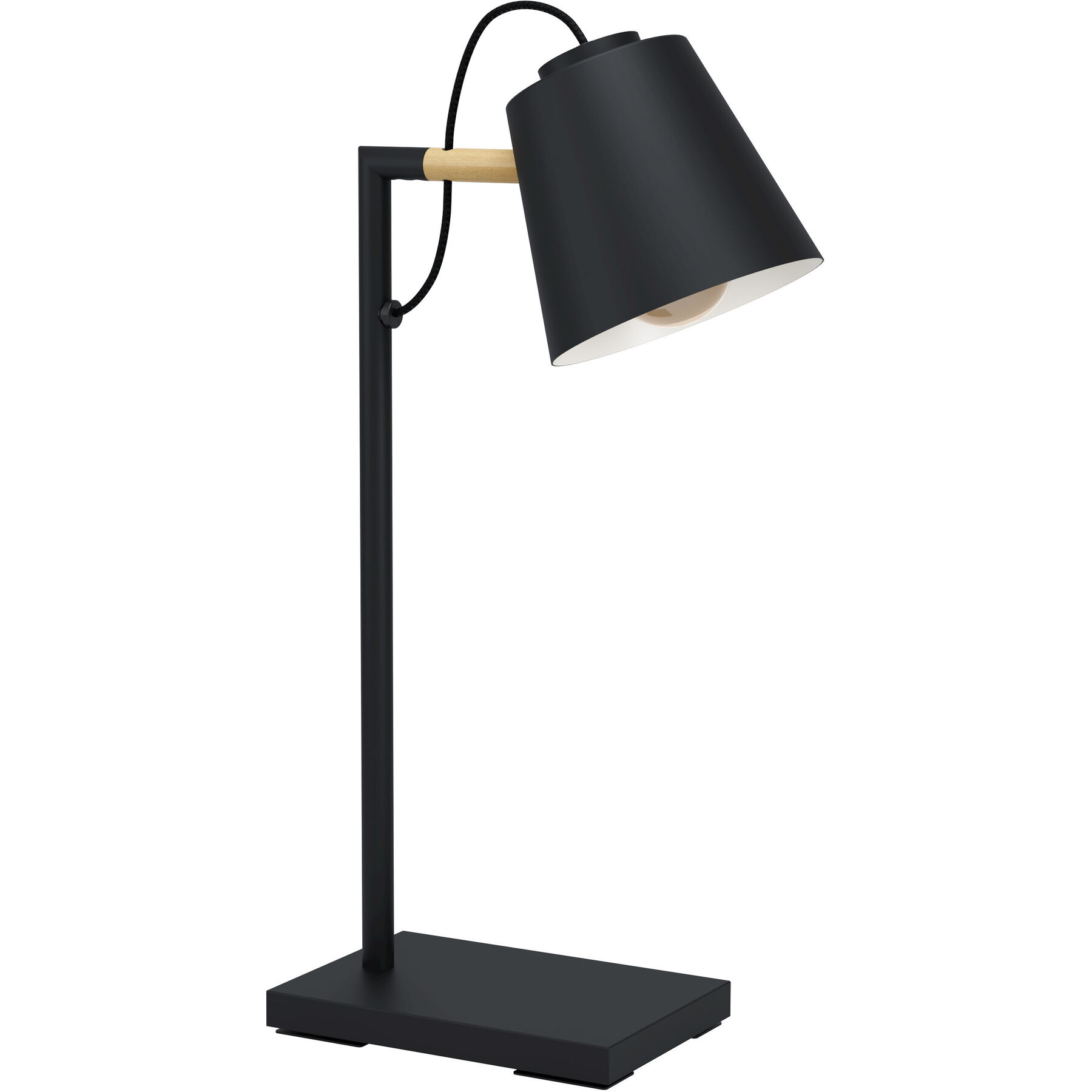Eglo Tischlampe Lacey Schwarz, braun Holz/Stahl H 48.5 cm