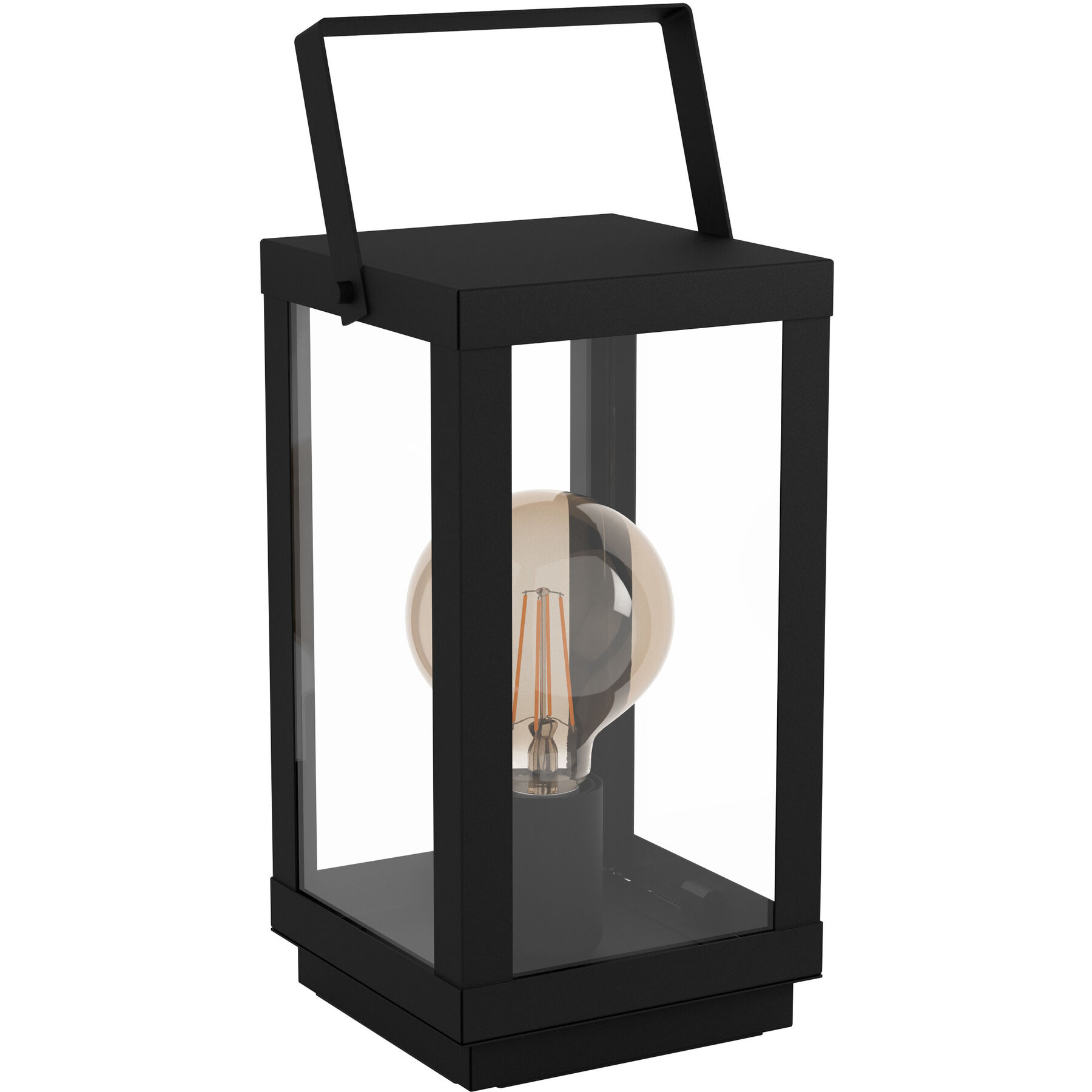 Eglo Tischlampe Bradford 1 Schwarz, transparent Stahl, Glas H 37 cm
