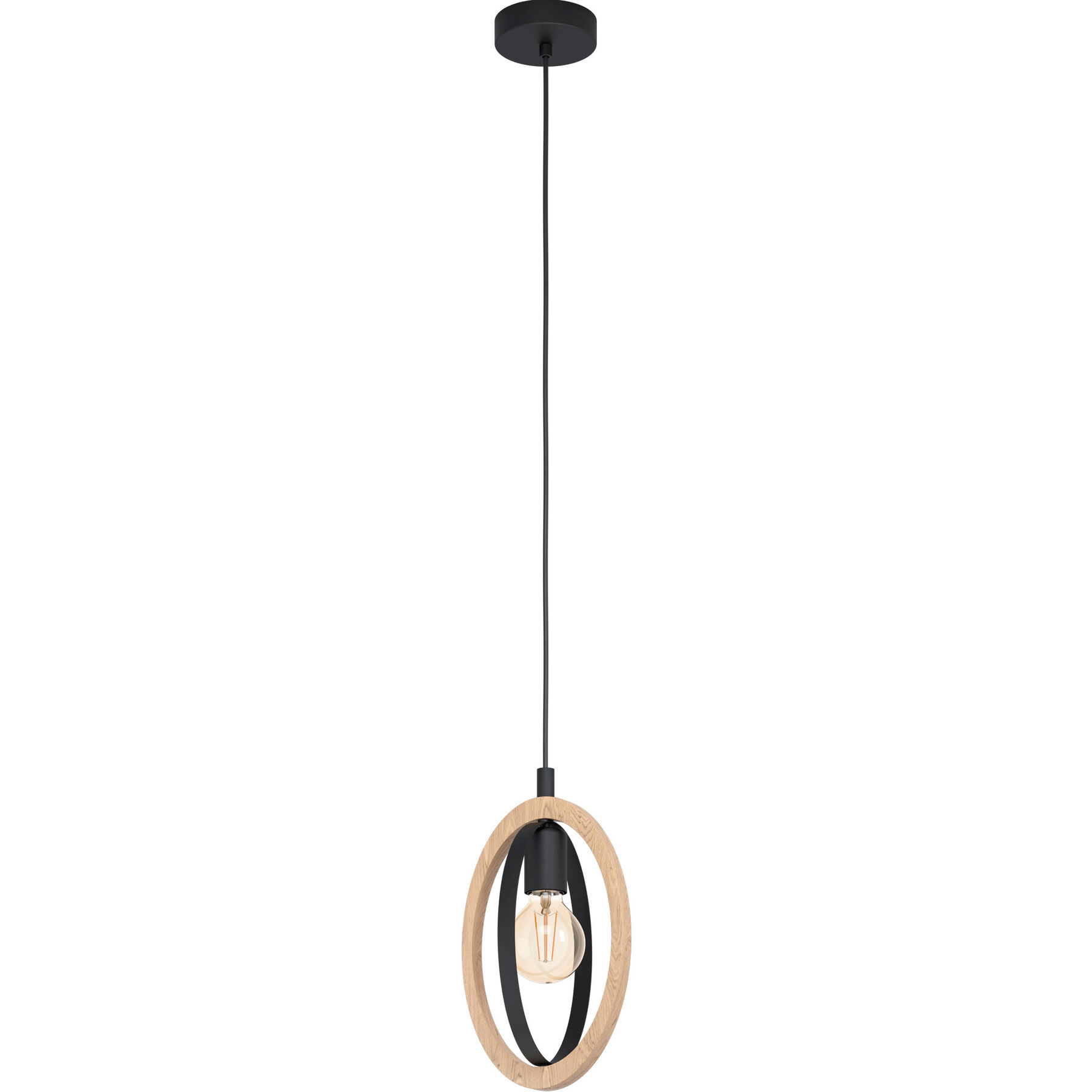 Eglo Pendellampe Basildon Braun/schwarz Holz/Stahl B 16 cm