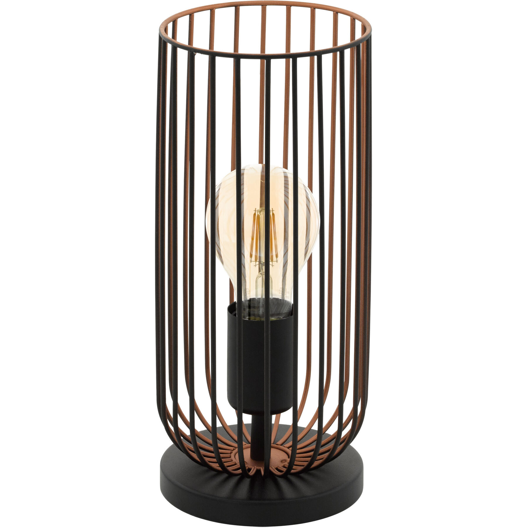 Eglo Tischlampe Roccamena Schwarz/kupfer Stahl H 31 cm