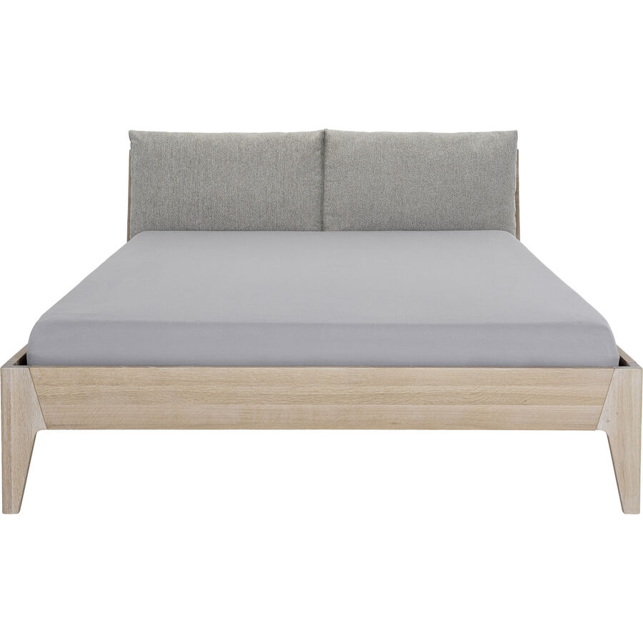 Bett Taavi Braun/Grau Holz/Stoff 160 x 200 cm - Farbe: natur, grau - Material: Eiche, Stoff - Bett