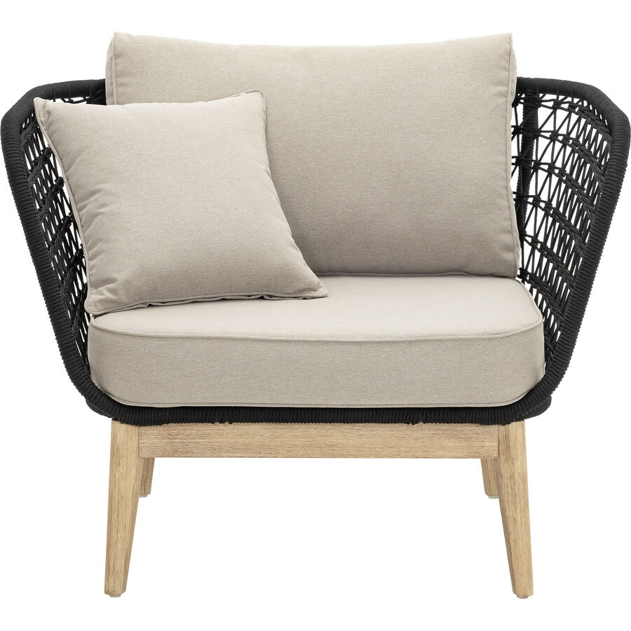 Loungesessel Wallo II Schwarz Holz/Polyester 78 cm 96 cm – Material: Eukalyptusholz, Polyester – Loungesessel